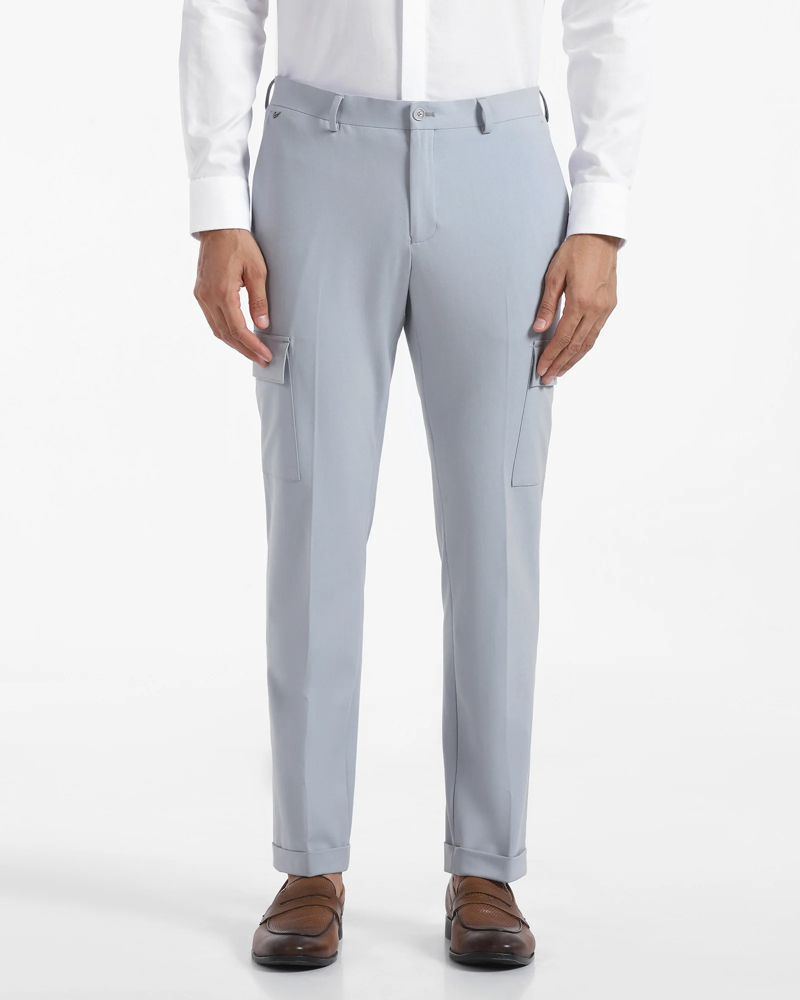 Slim Comfort B-95 Formal Light Blue Solid Trouser - Victor - Image 3