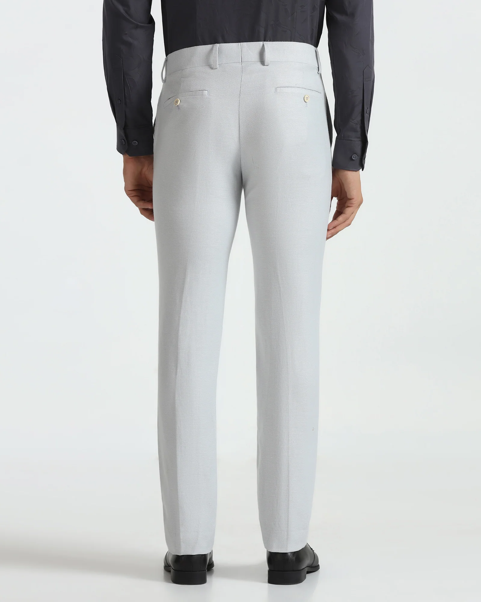Slim Comfort B-95 Formal Light Blue Textured Trouser - Flora - Image 2