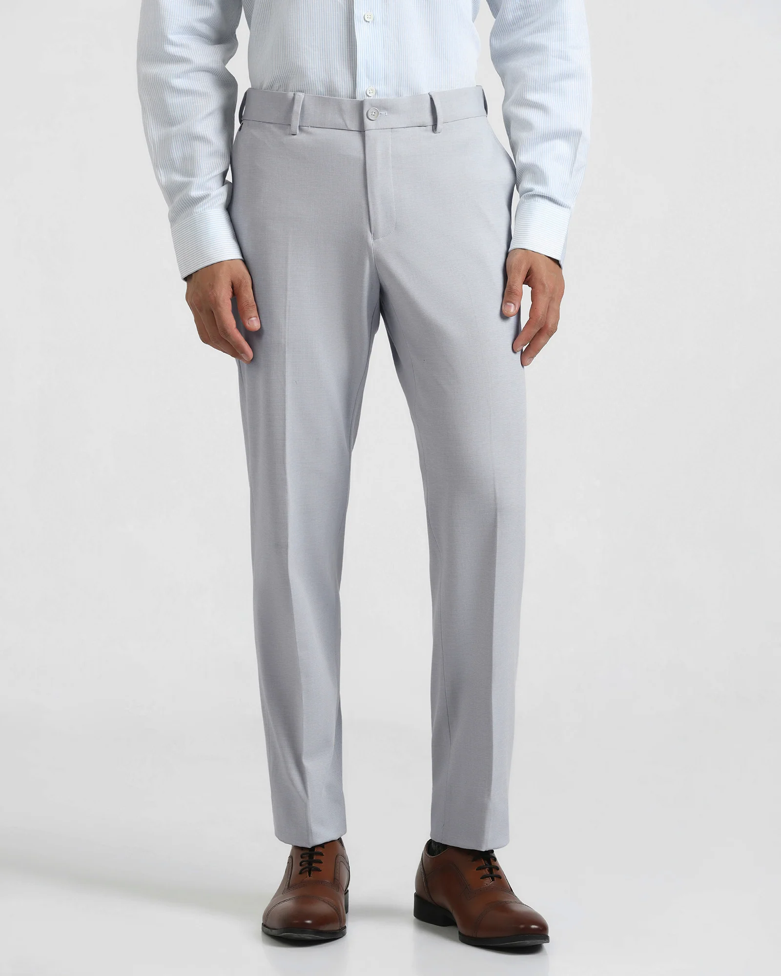Slim Comfort B-95 Formal Light Blue Textured Trouser - Hilton - Image 3