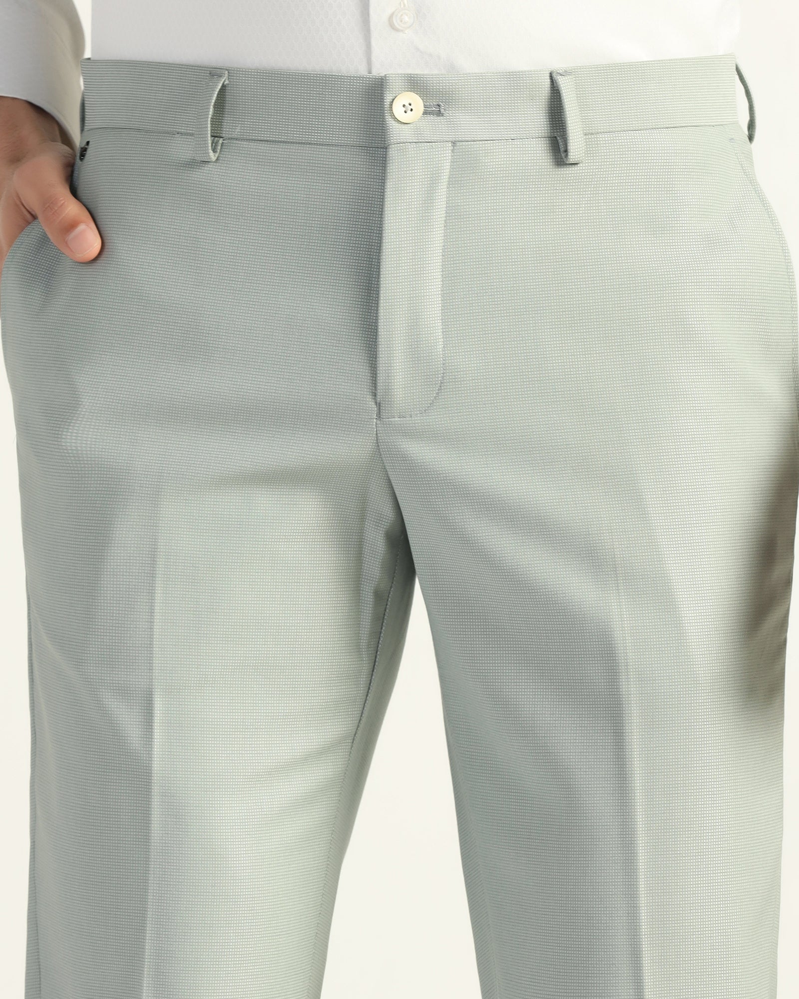 Slim Comfort B-95 Formal Mint Textured Trouser - Amor - Image 4