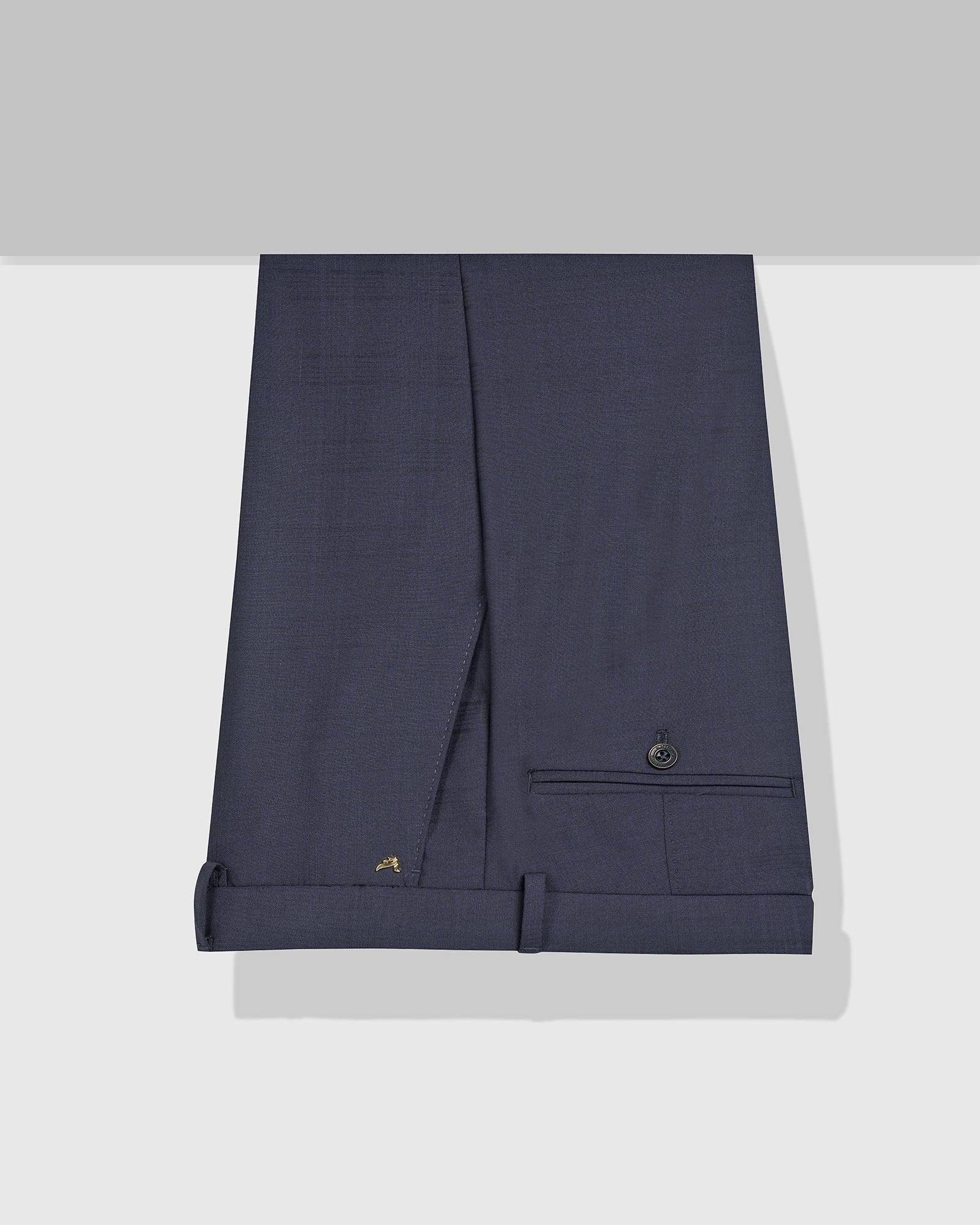 Luxe Slim Comfort B-95 Formal Navy Check Trouser - Porcupine - Image 5