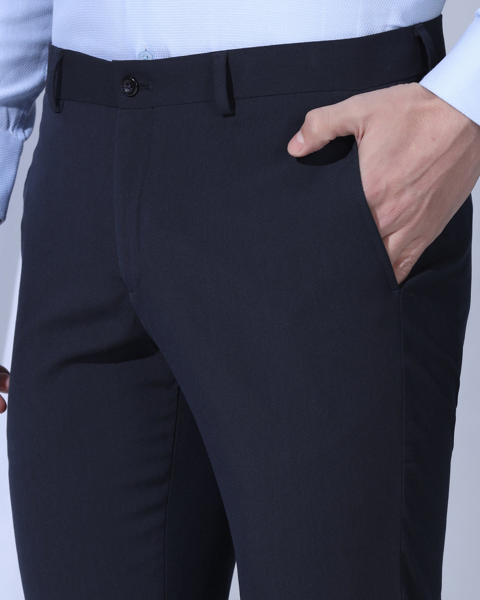 Slim Comfort B-95 Formal Navy Solid Trouser - Dough - Image 4