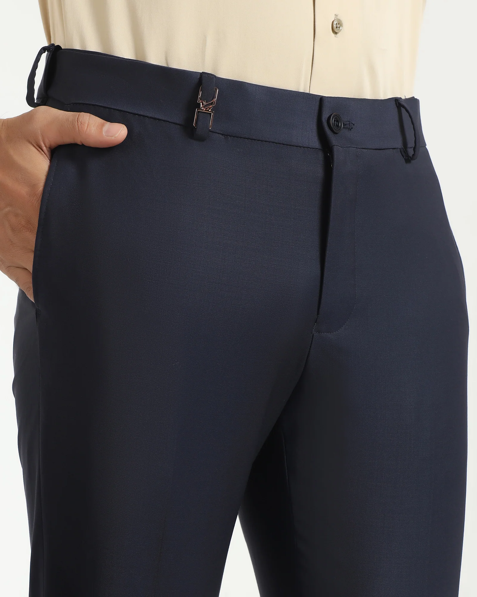Slim Comfort B-95 Luxe Formal Navy Solid Trouser - Lamborghini - Image 4