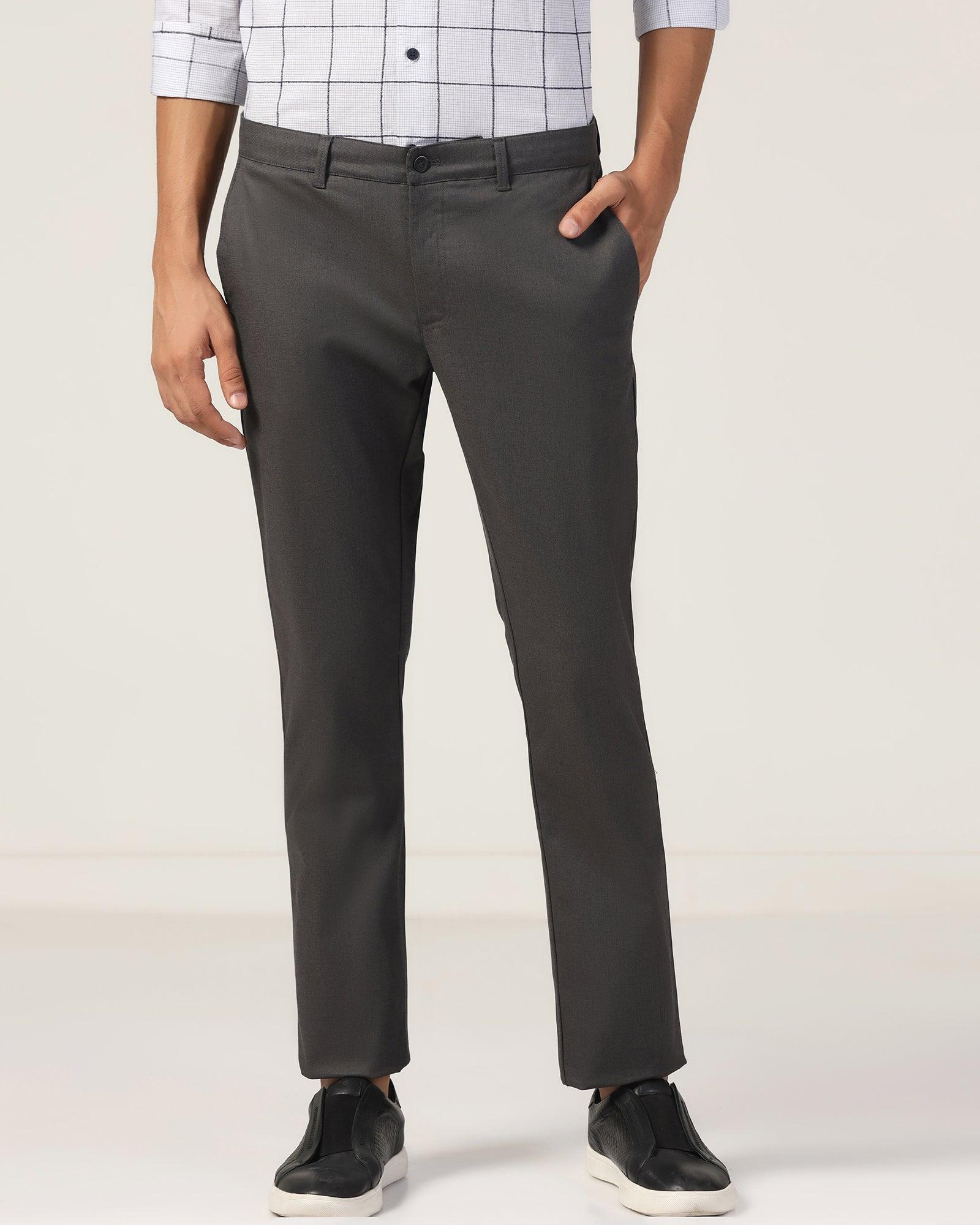 Slim Comfort B-95 Casual Black Solid Khakis - Zimo - Image 3