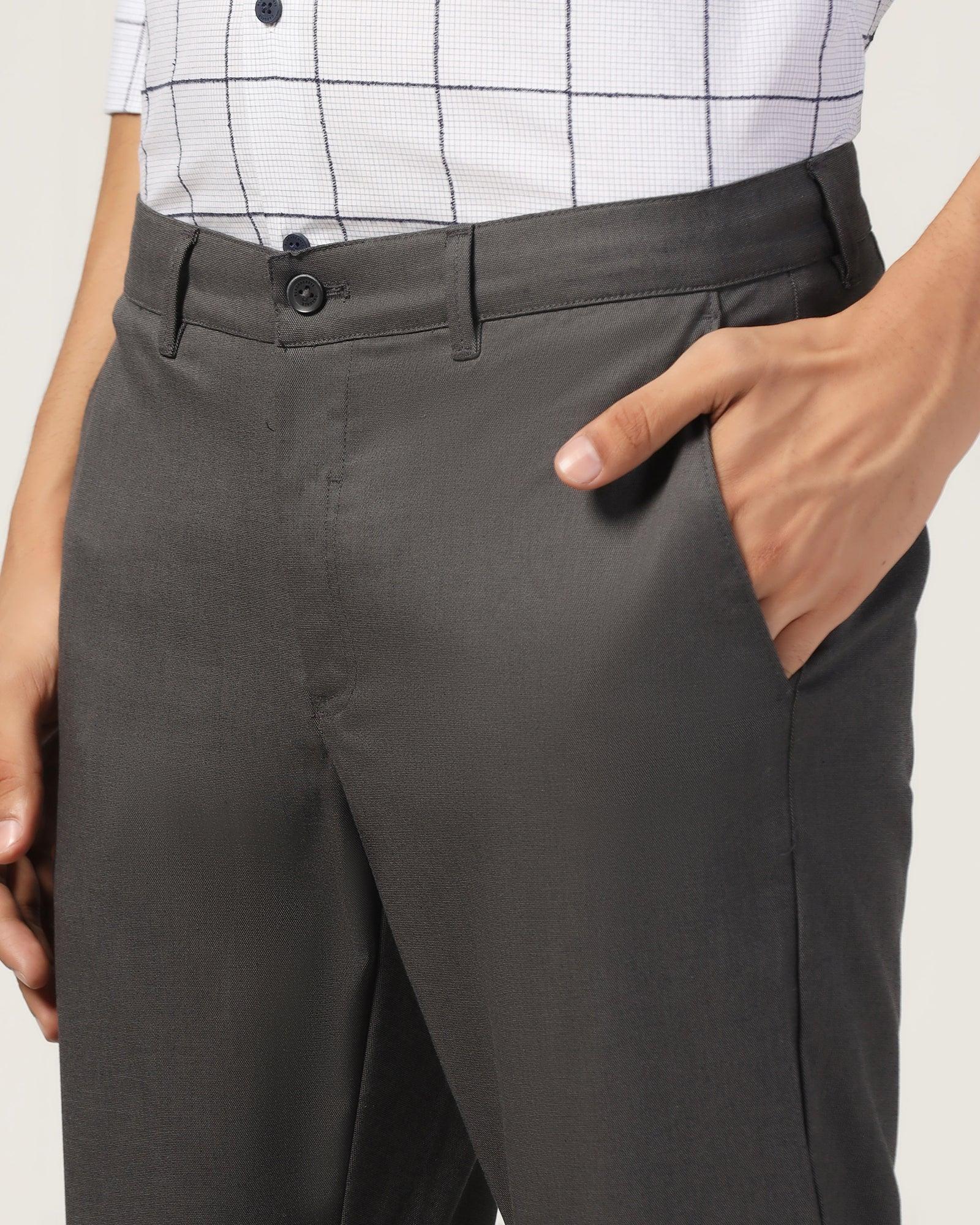Slim Comfort B-95 Casual Black Solid Khakis - Zimo - Image 4