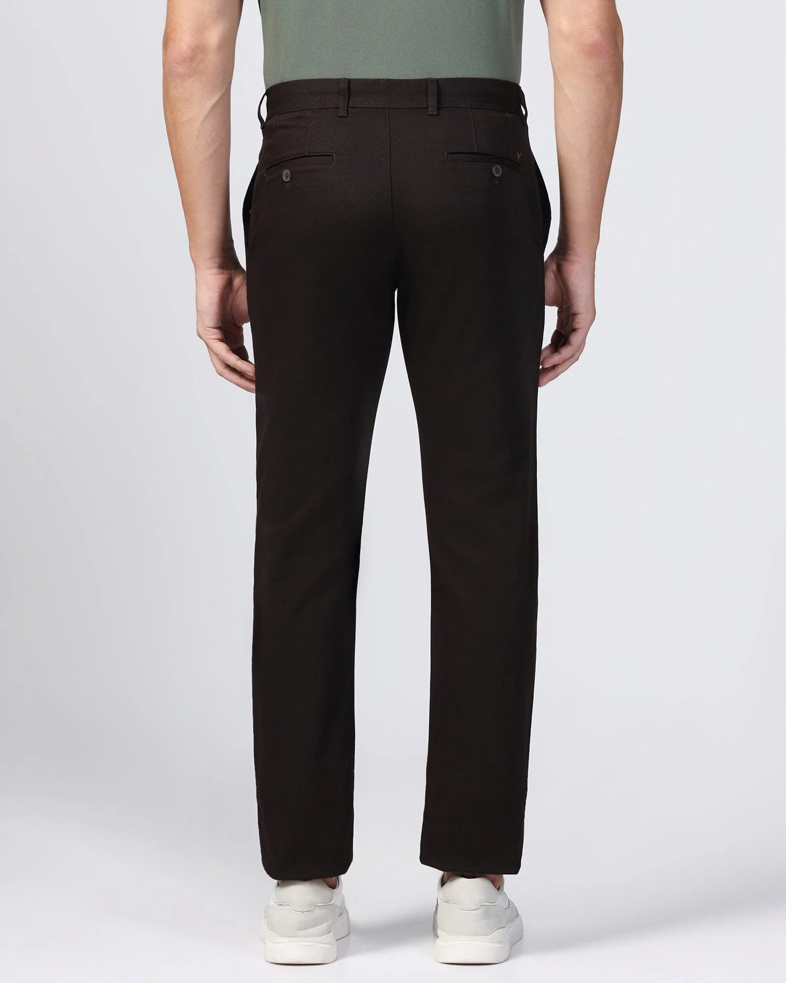 Slim Comfort B-95 Casual Chocolate Brown Textured Khakis - Tark - Image 2