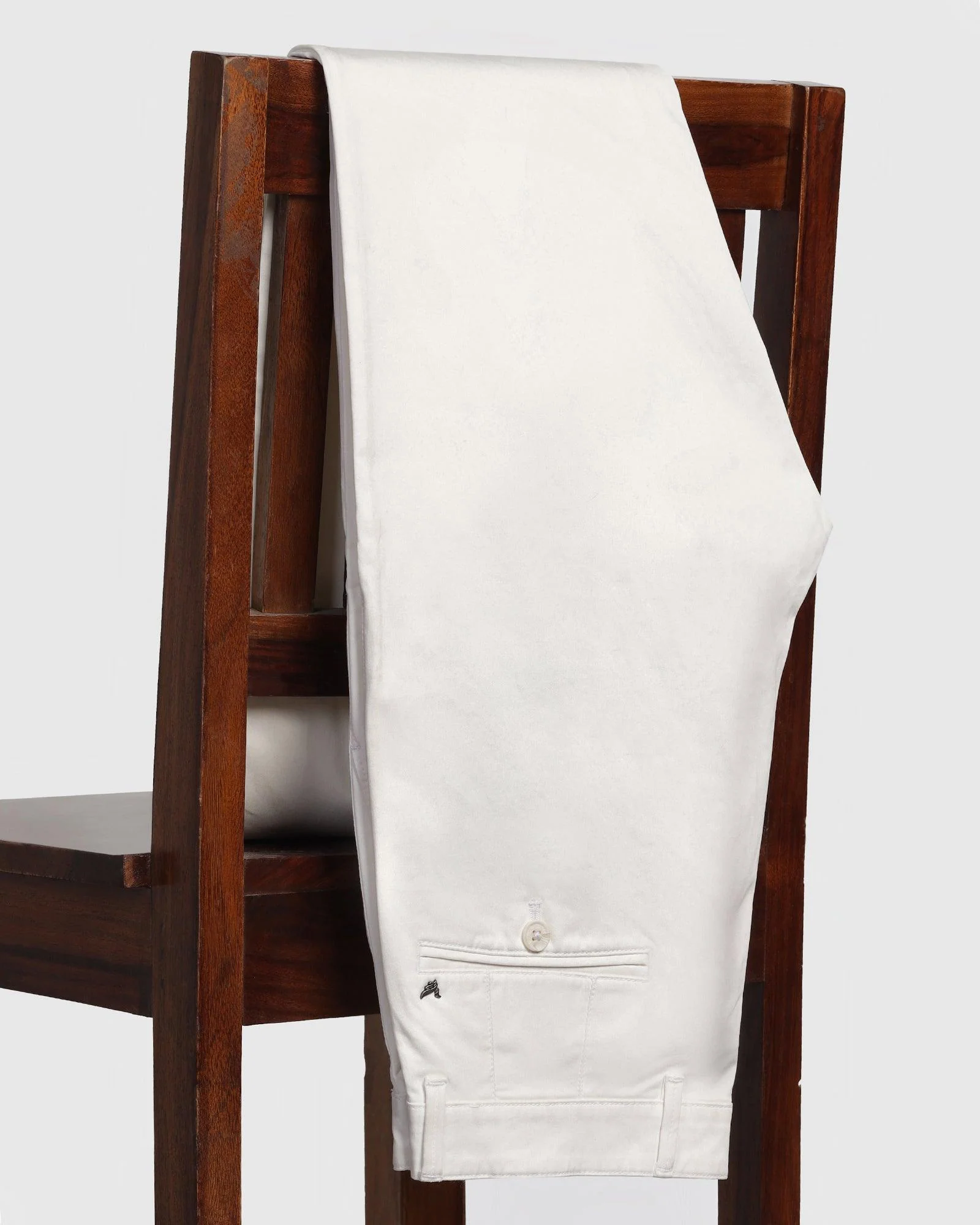 Slim Comfort B-95 Casual White Solid Khakis - Tron - Image 5