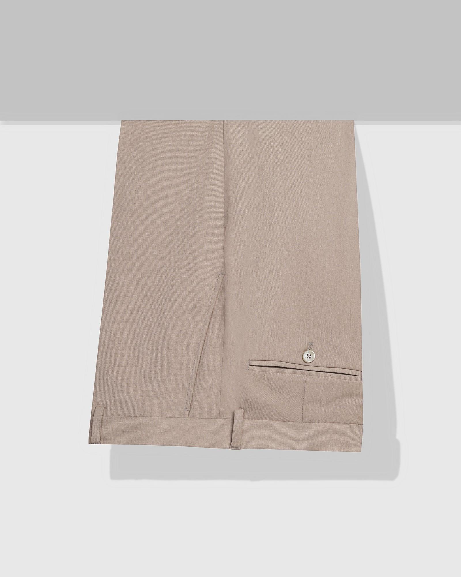 Slim Comfort B-95 Formal Beige Solid Trouser - Eldorado - Image 5