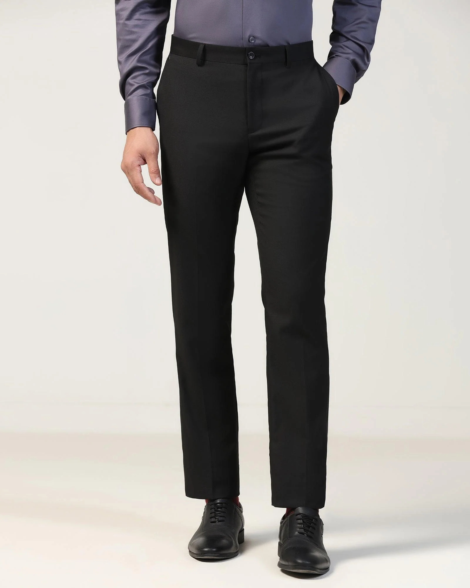 Slim Comfort B-95 Formal Black Textured Trouser - Black - Image 3