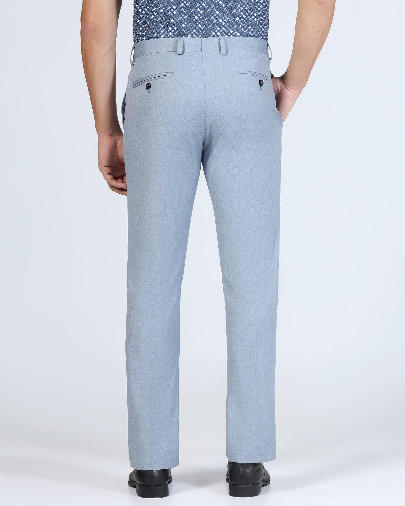 Slim Comfort B-95 Formal Light Blue Solid Trouser - Eldorado - Image 2