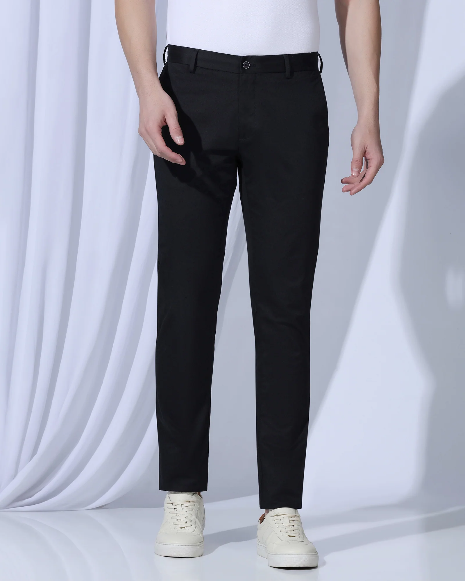 Slim Fit B-91 Casual Black Solid Khakis - Martin - Image 3