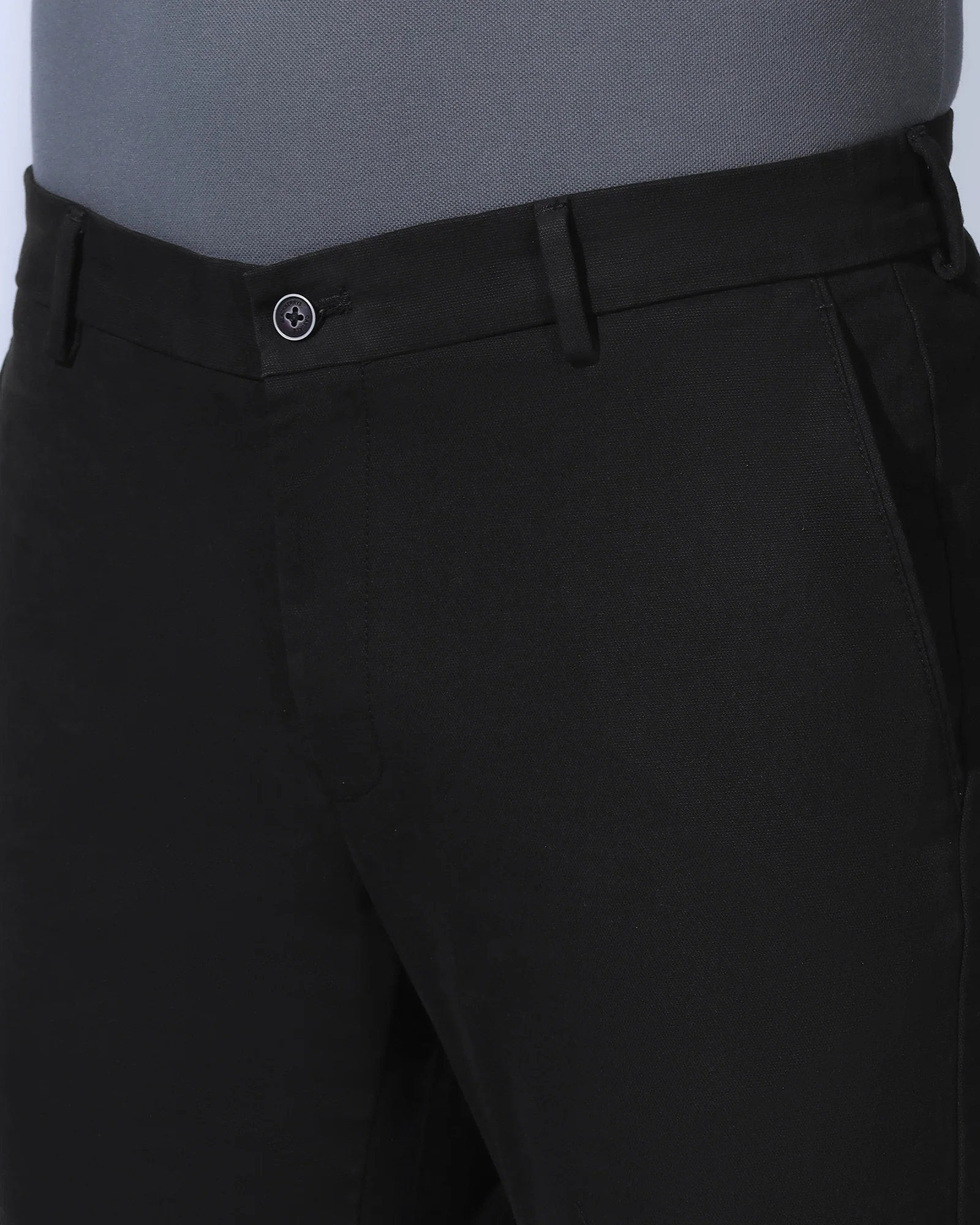 Slim Fit B-91 Casual Black Textured Khakis - Kary - Image 4