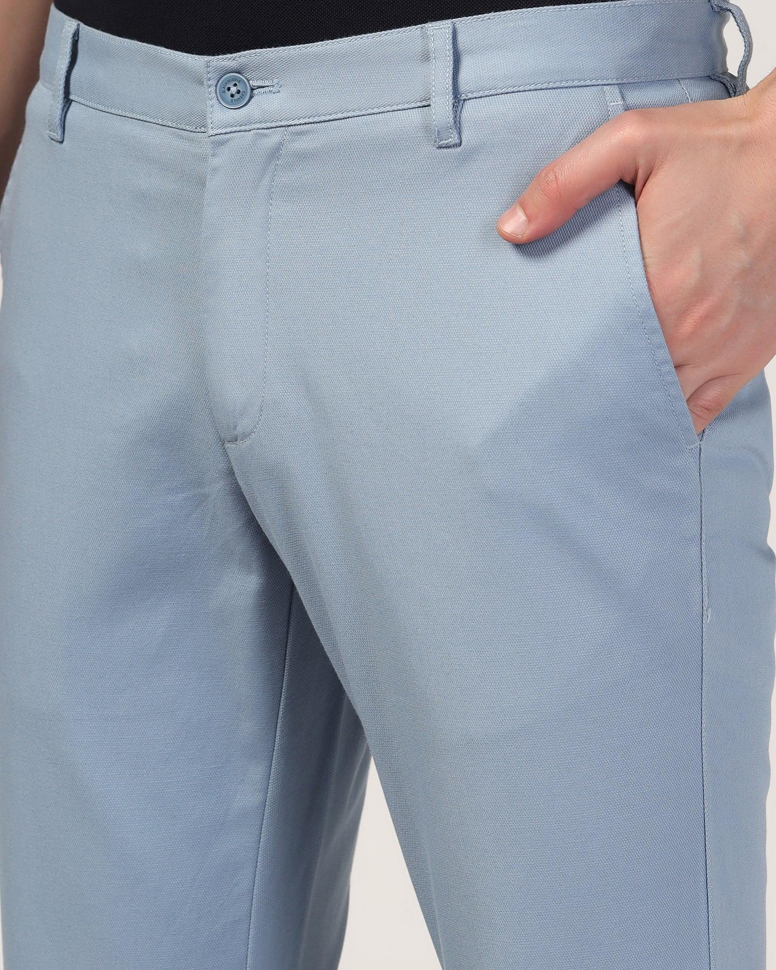 Slim Fit B-91 Casual Blue Solid Khakis - Mint - Image 4