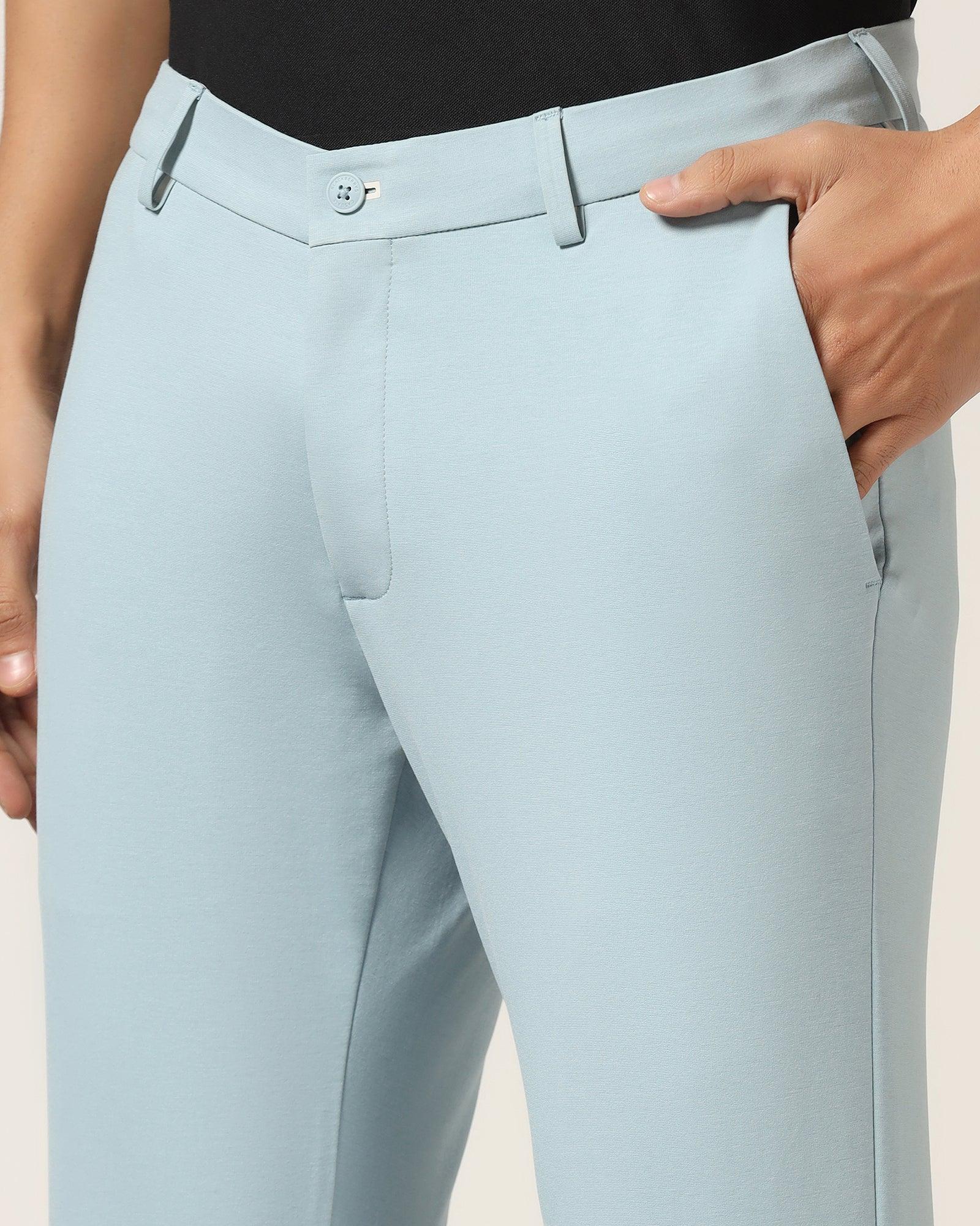 TechPro Slim Fit B-91 Casual Ice Blue Solid Khakis - Ziea - Image 4