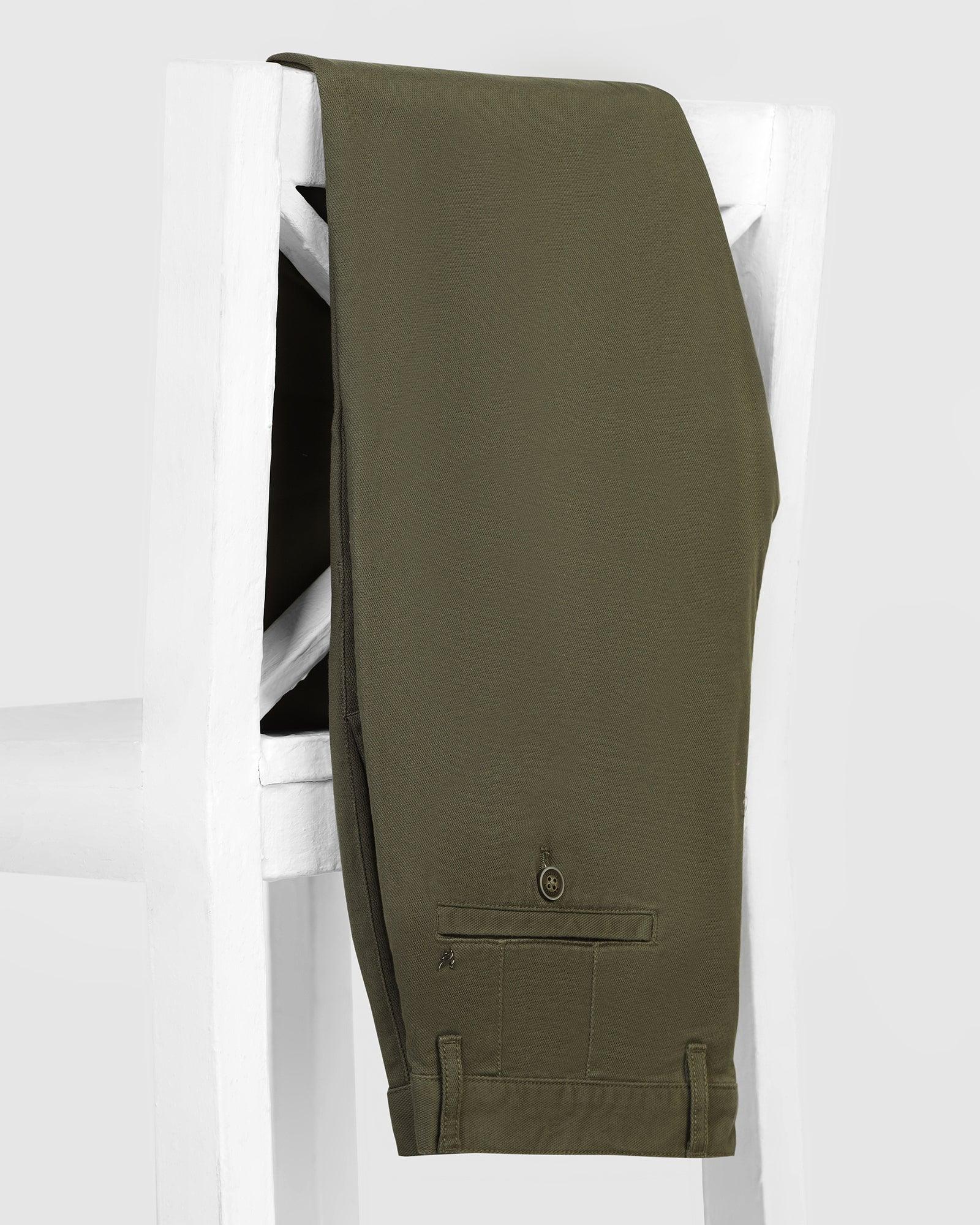 Slim Fit B-91 Casual Olive Solid Khakis - Mint - Image 5