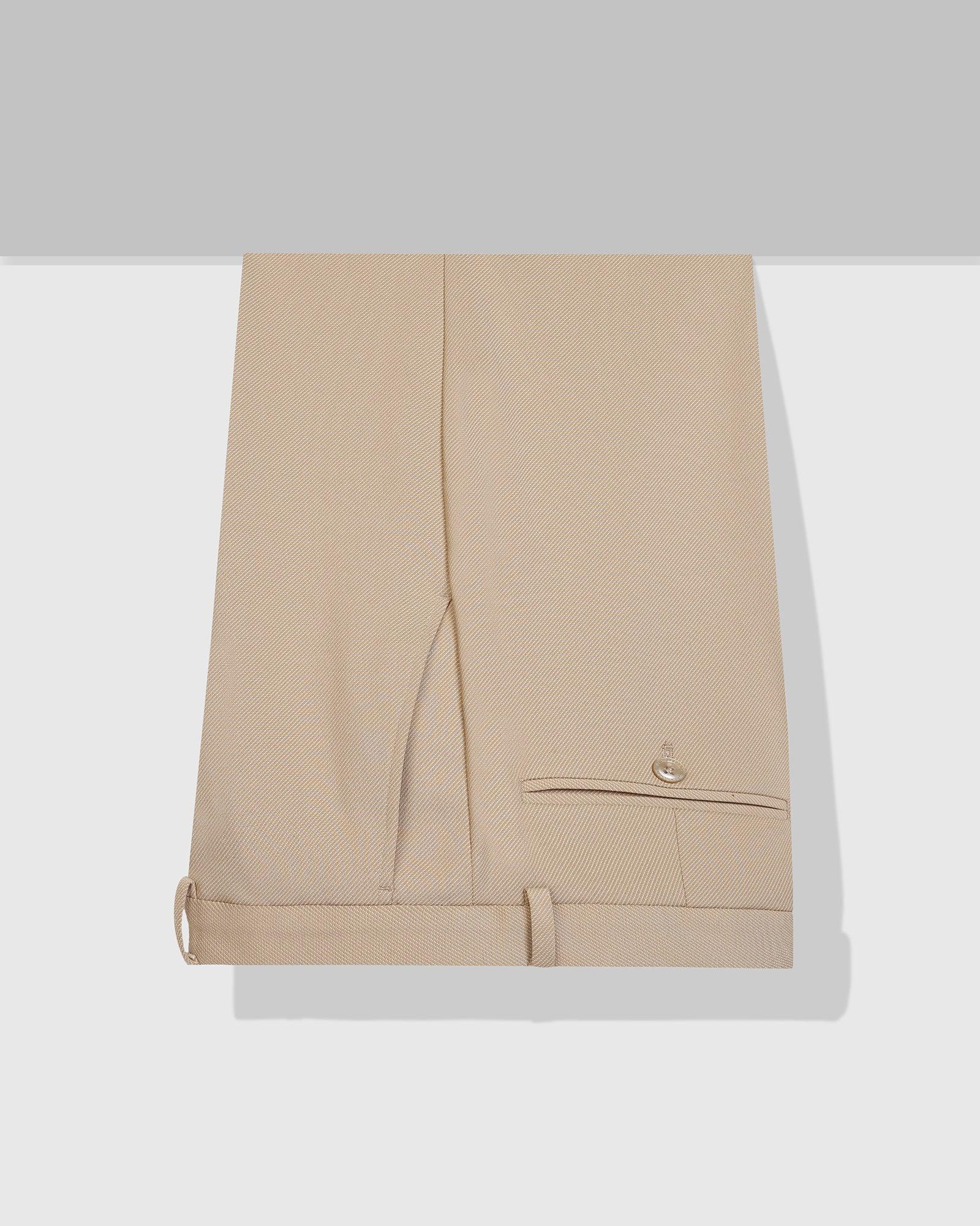 Slim Fit B-91 Formal Beige Textured Trouser - Ace - Image 5