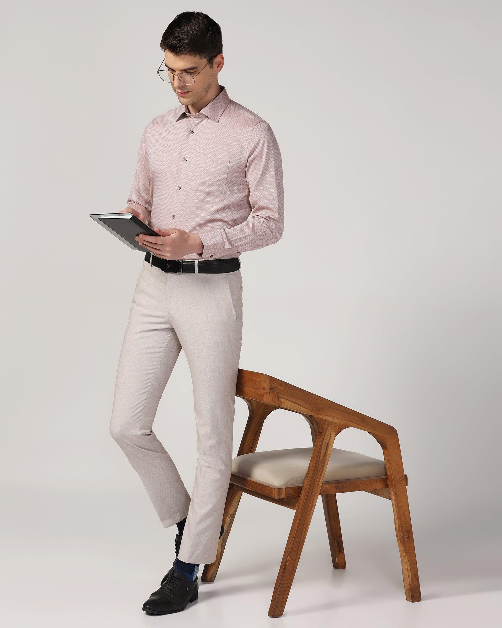 Slim Fit B-91 Formal Beige Textured Trouser - Harley - Image 6