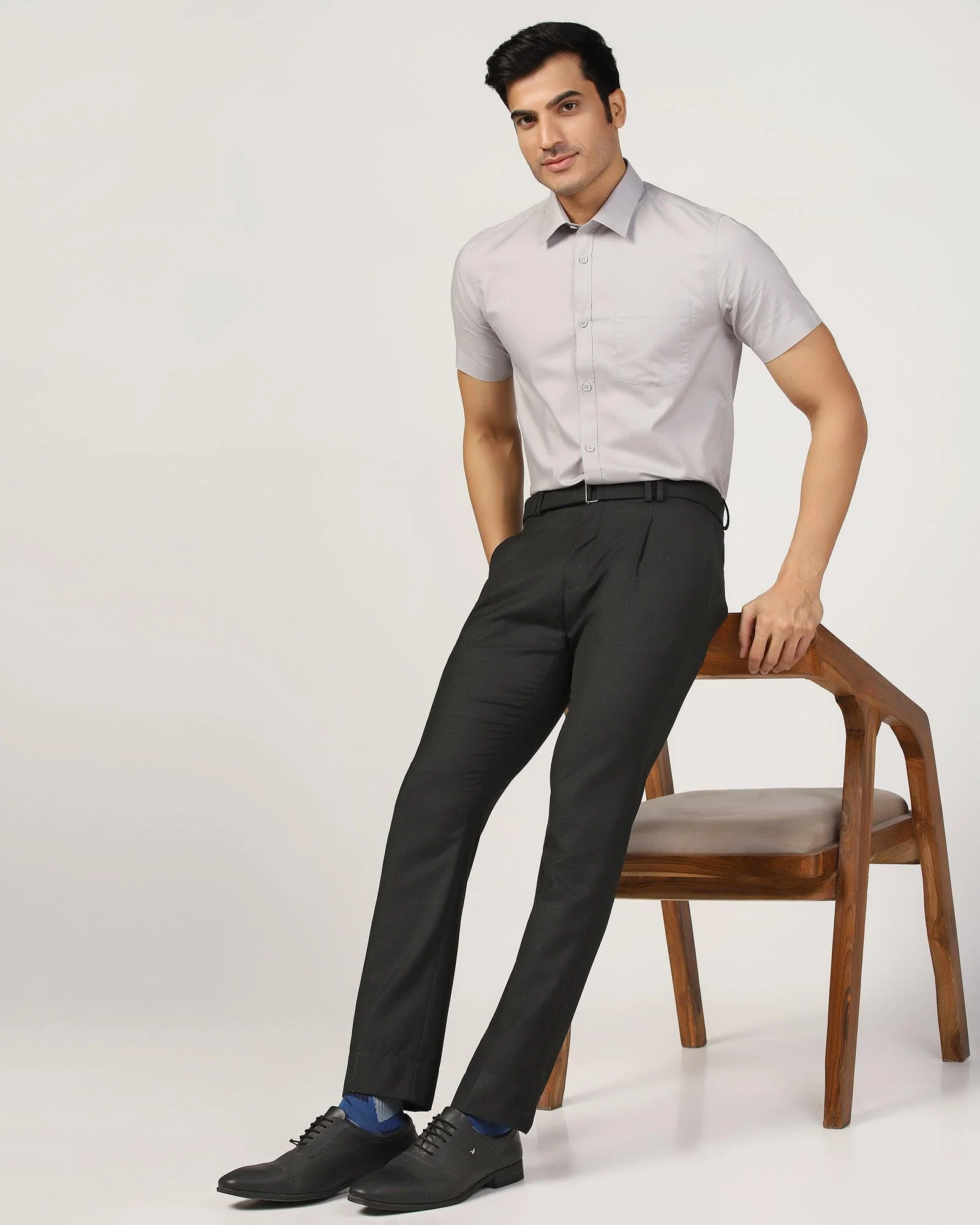 Slim Fit B-91 Formal Black Check Trouser - Blackis - Image 6