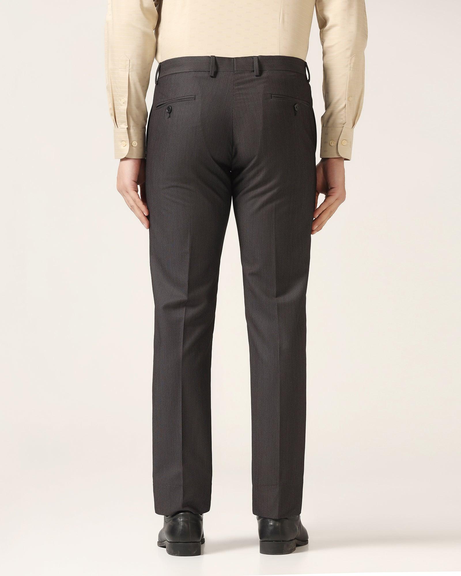 Slim Fit B-91 Formal Black Textured Trouser - Steed - Image 2