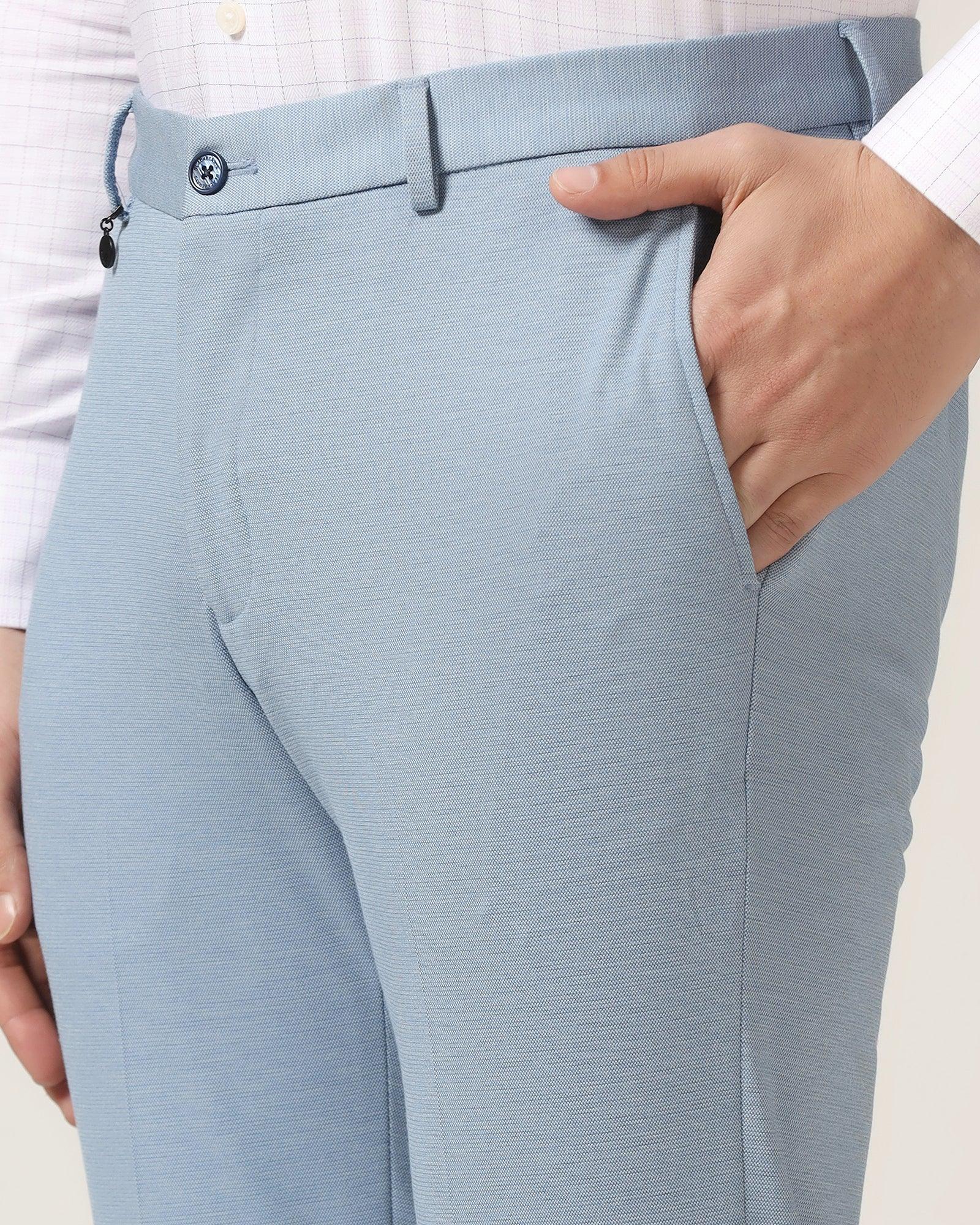 Slim Fit B-91 Formal Blue Textured Trouser - Steve - Image 4