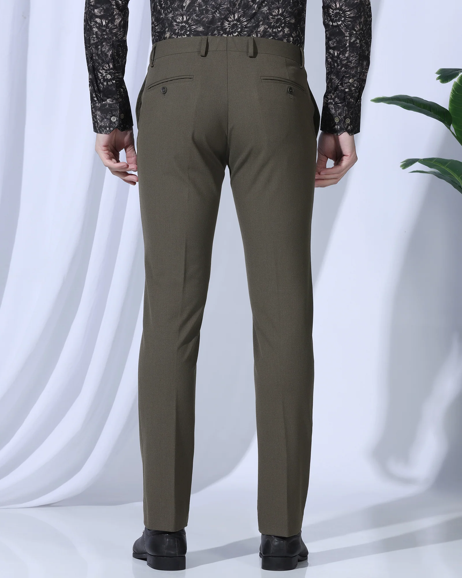 Slim Fit B-91 Formal Brown Solid Trouser - Jonny - Image 2
