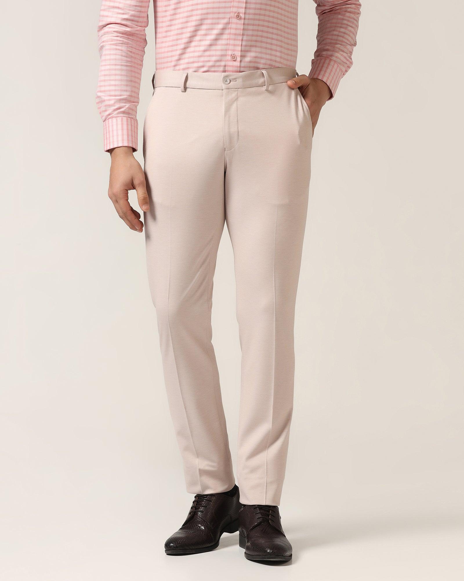 Slim Fit B-91 Formal Dusty Pink Textured Trouser - Steve - Image 3