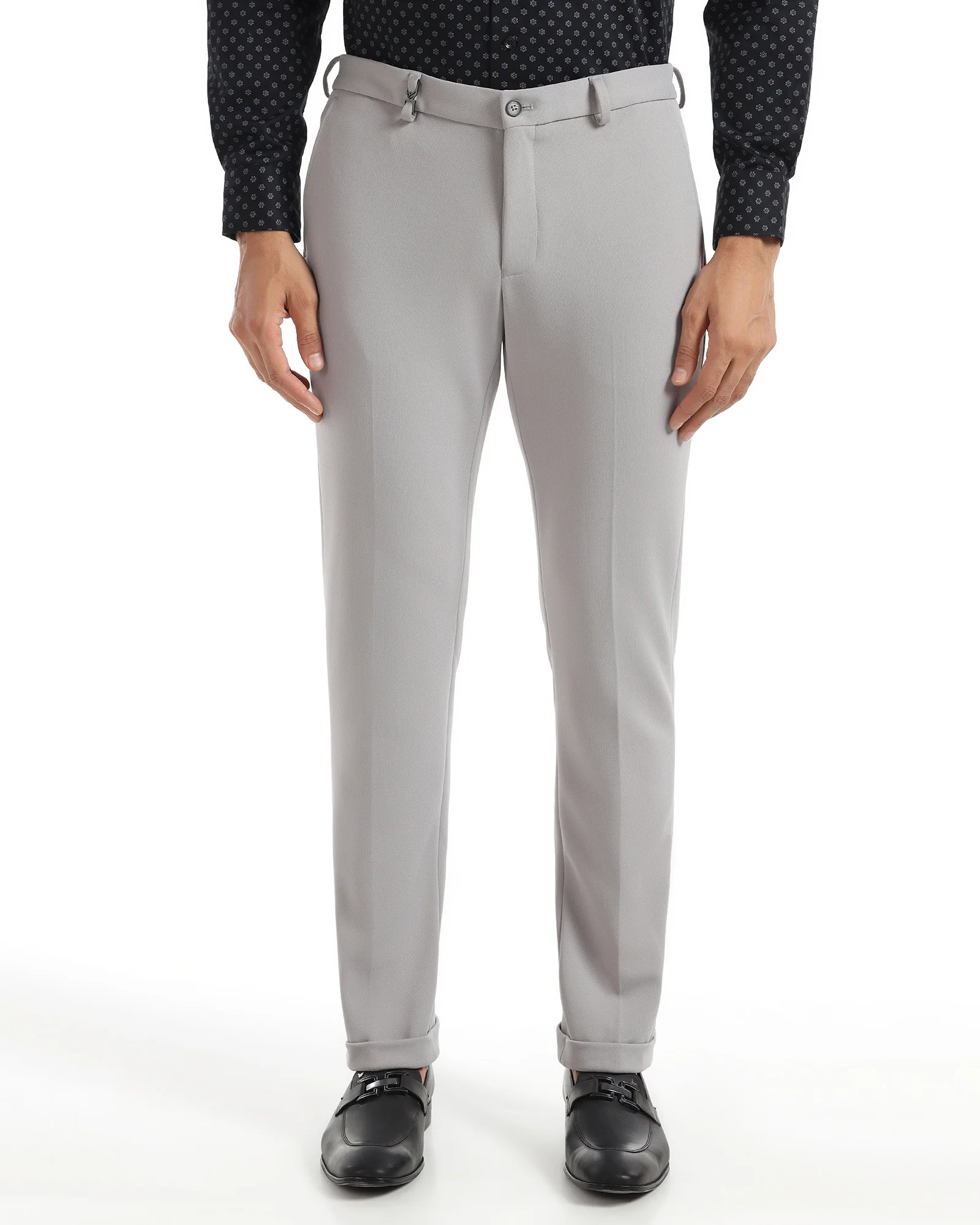 Slim Fit B-91 Formal Grey Textured Trouser - Davidoff - Image 3