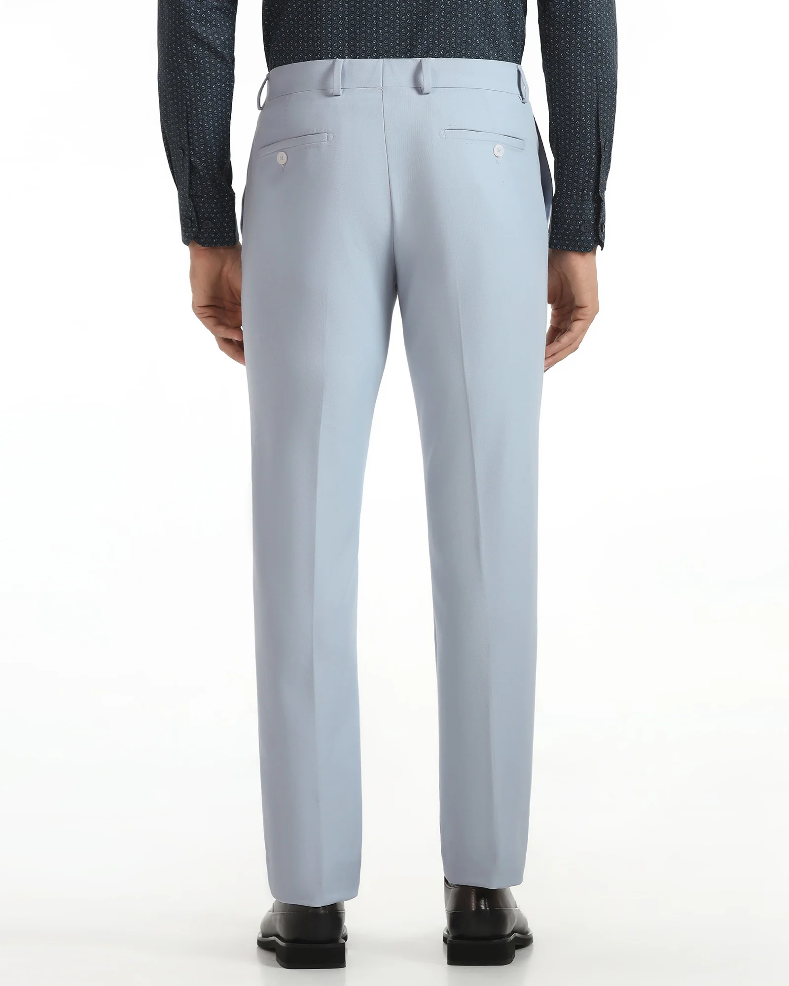 Slim Fit B-91 Formal Light Blue Solid Trouser - Kenneth - Image 2