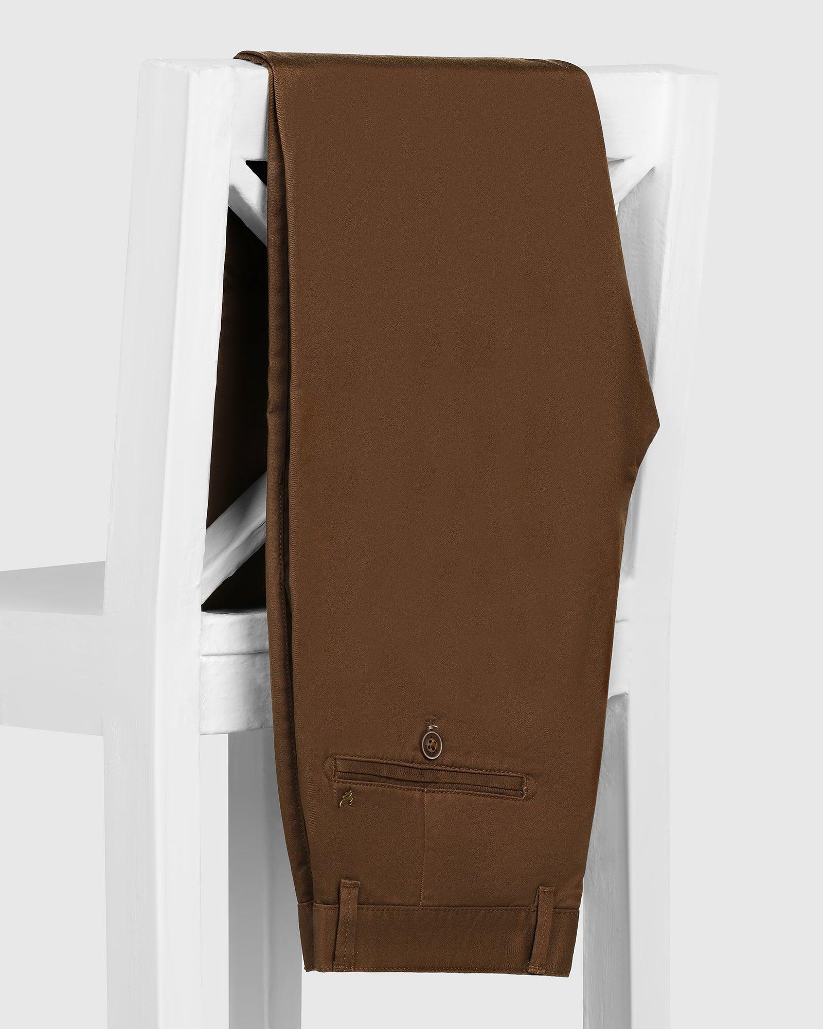 Slim Fit B-91 Casual Brown Solid Khakis - Marico - Image 5