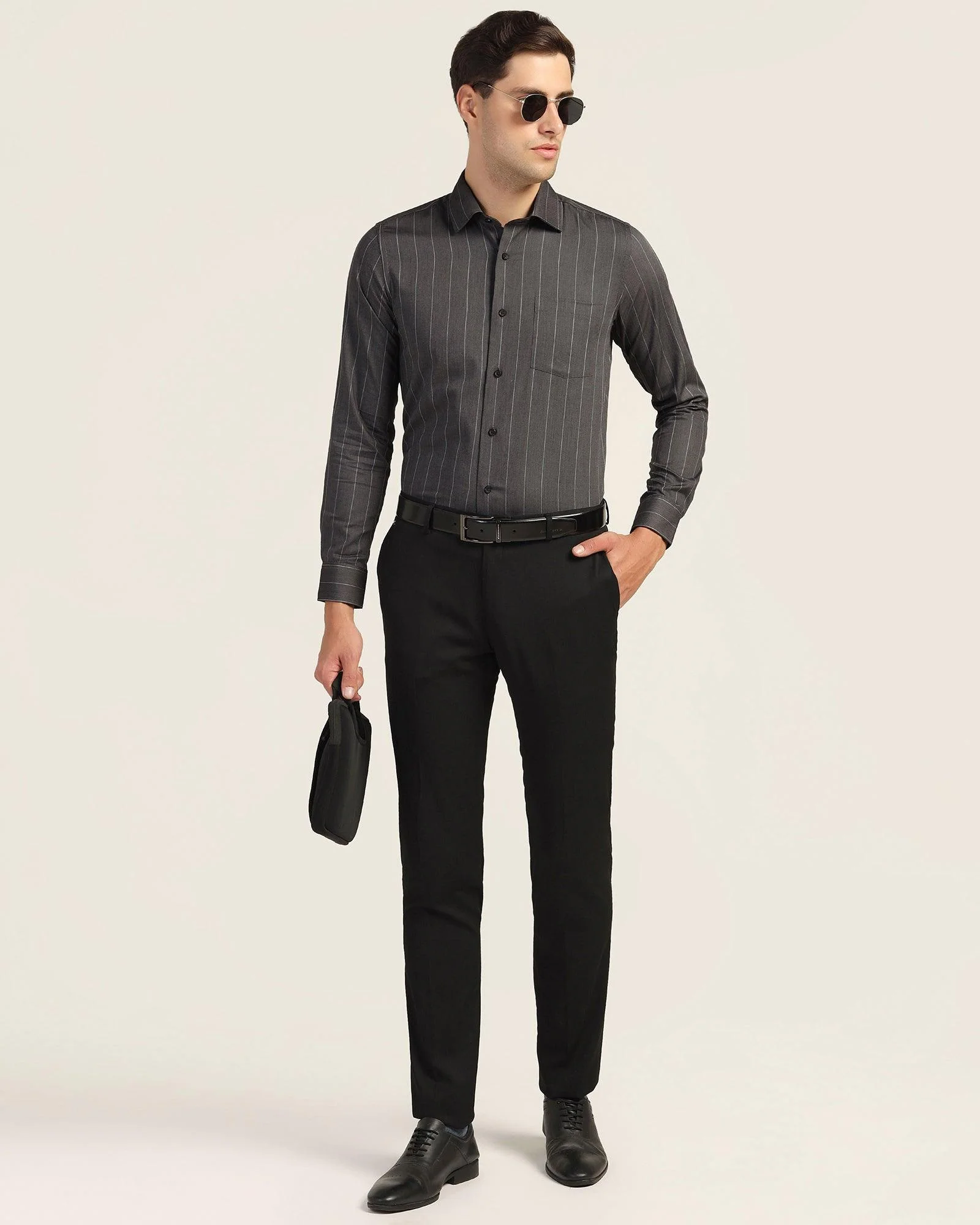 Slim Fit B-91 Formal Black Solid Trouser - Black - Image 7