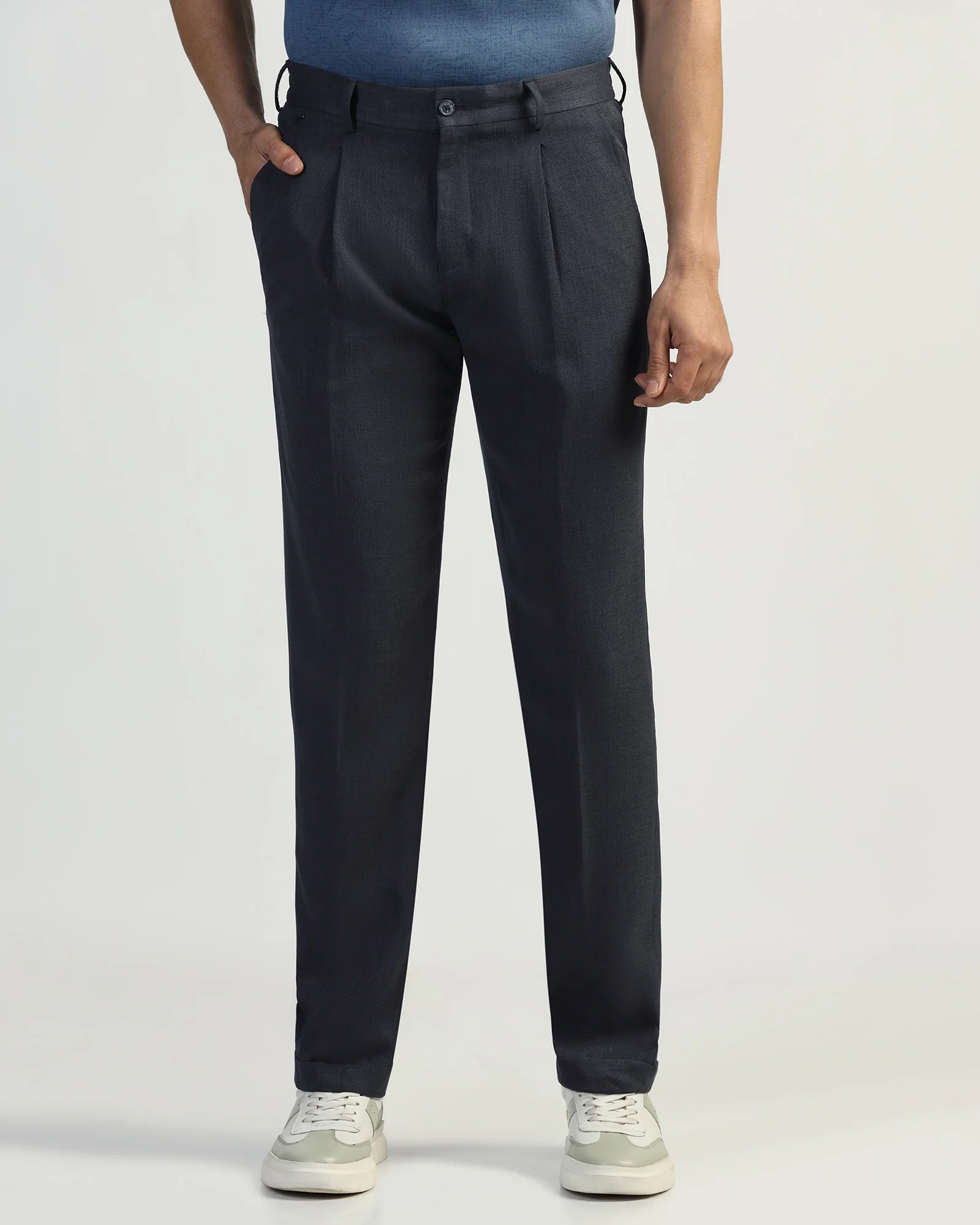 Sneaker Fit Navy Solid Pant - Icon - Image 3