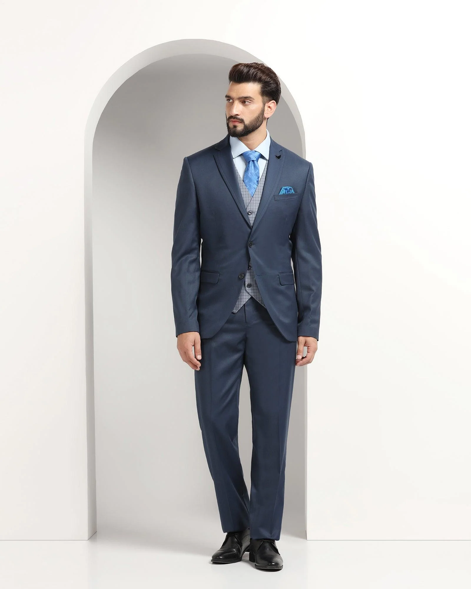 Multitude 6X Teal Solid Formal Suit - Throne - Image 3