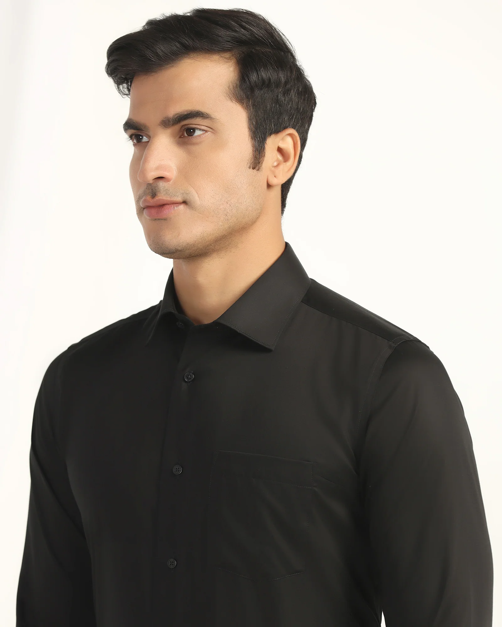 Formal Black Solid Shirt - Dawn - Image 4