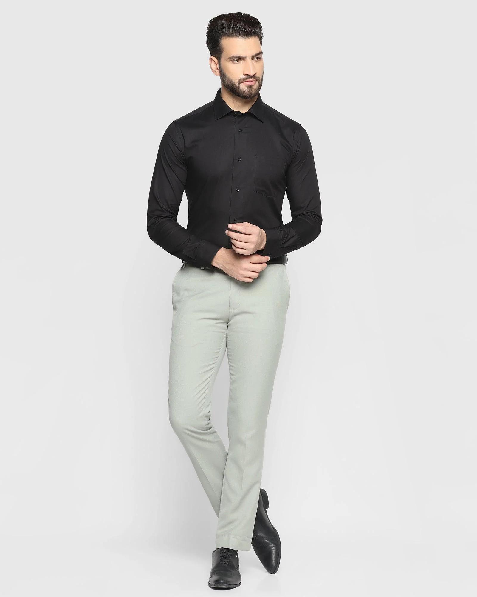 Formal Black Solid Shirt - Otto - Image 3