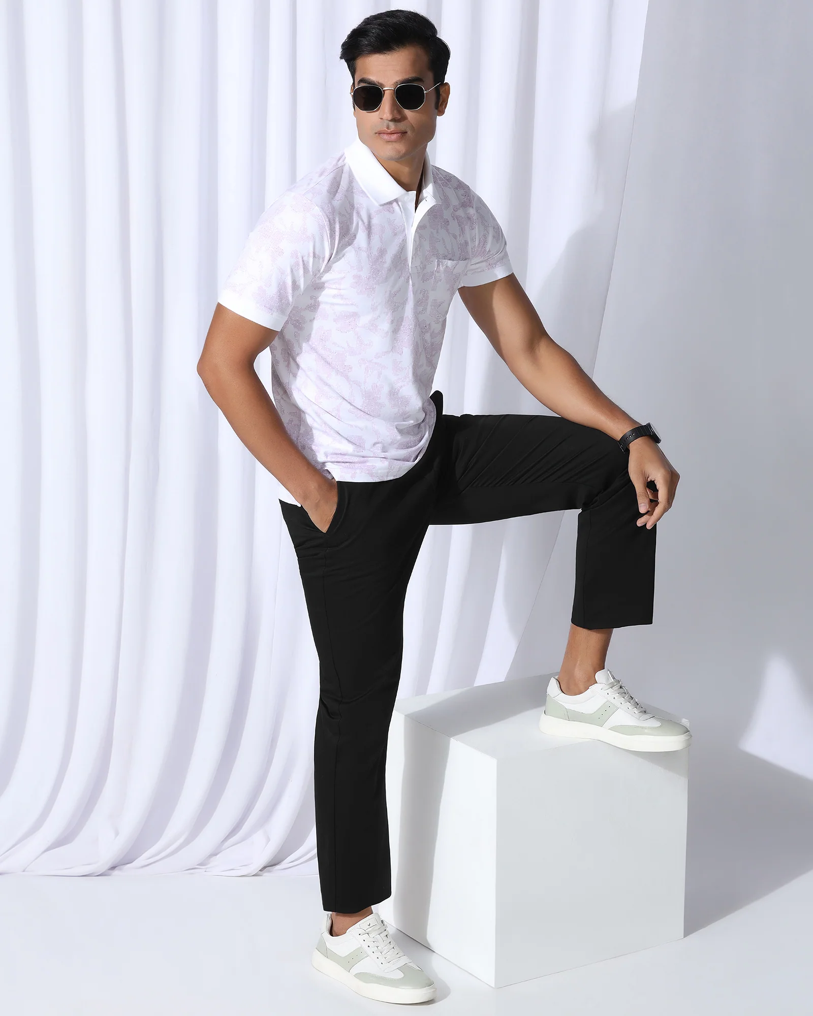 Straight B-90 Casual Black Solid Khakis - Martin - Image 7