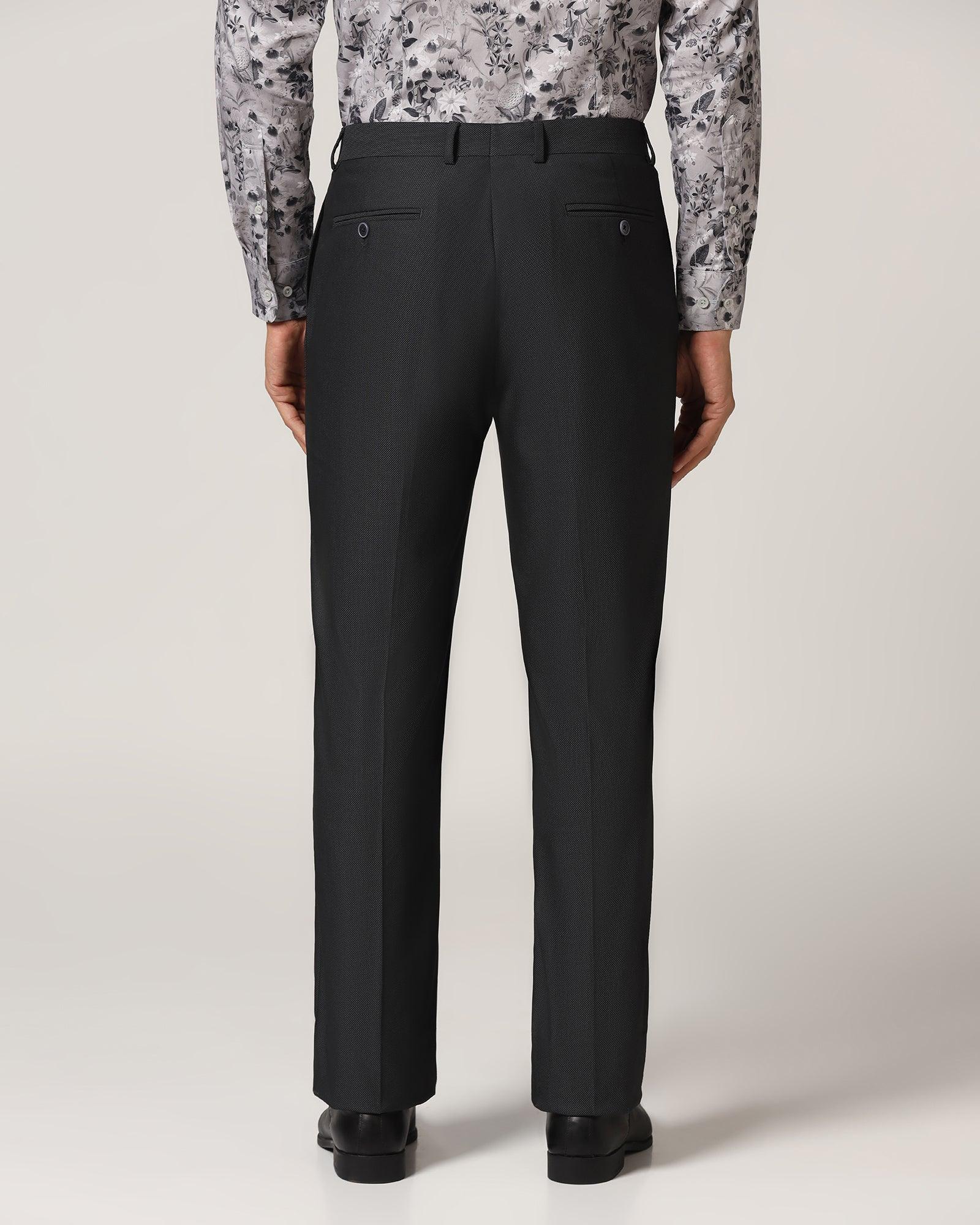 Straight B-90 Formal Black Textured Trouser - Luna - Image 2