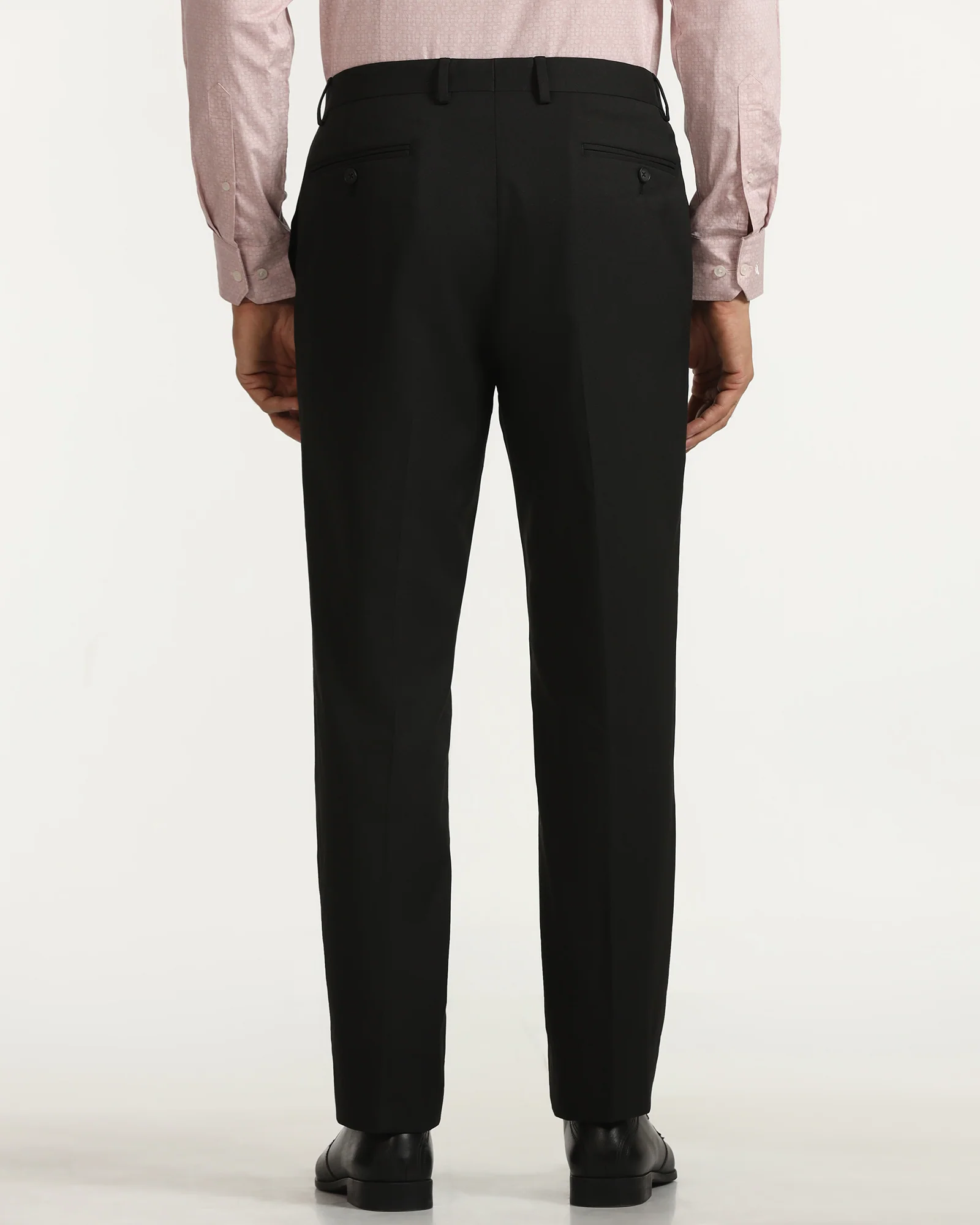 Straight B-90 Formal Black Solid Trouser - Musk - Image 2