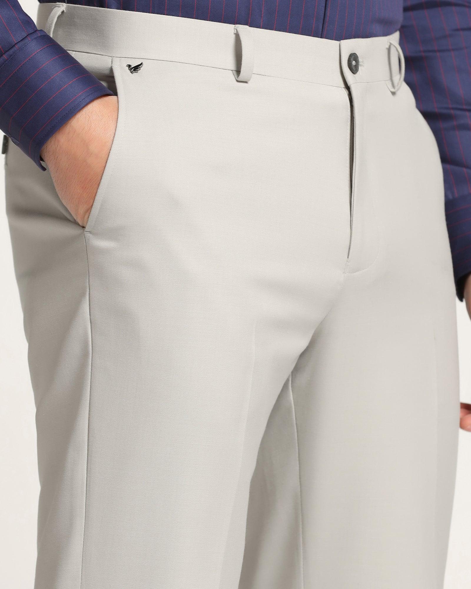 Straight B-90 Formal Grey Solid Trouser - Himalayan - Image 4