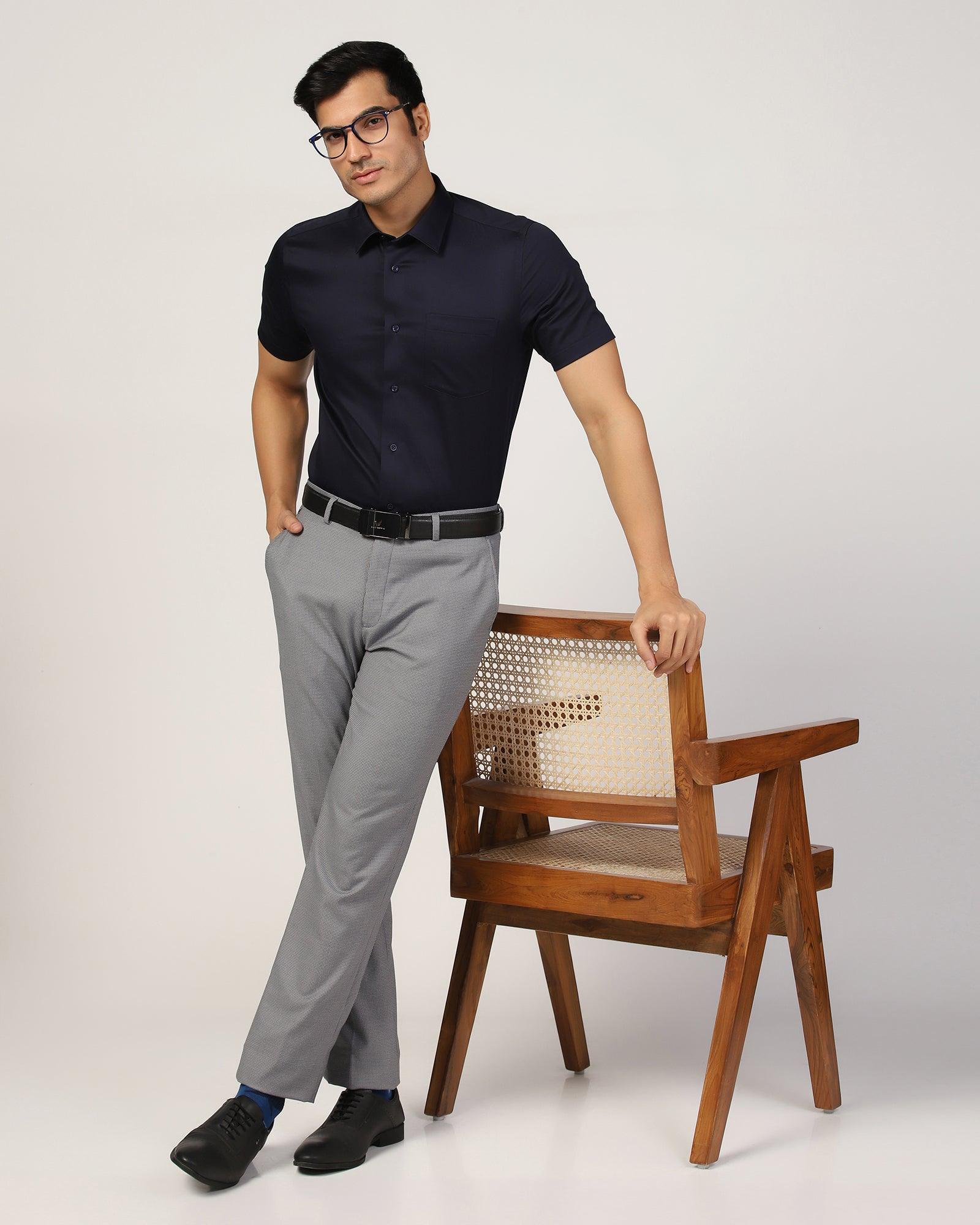 Straight B-90 Formal Grey Textured Trouser - Finess - Image 6