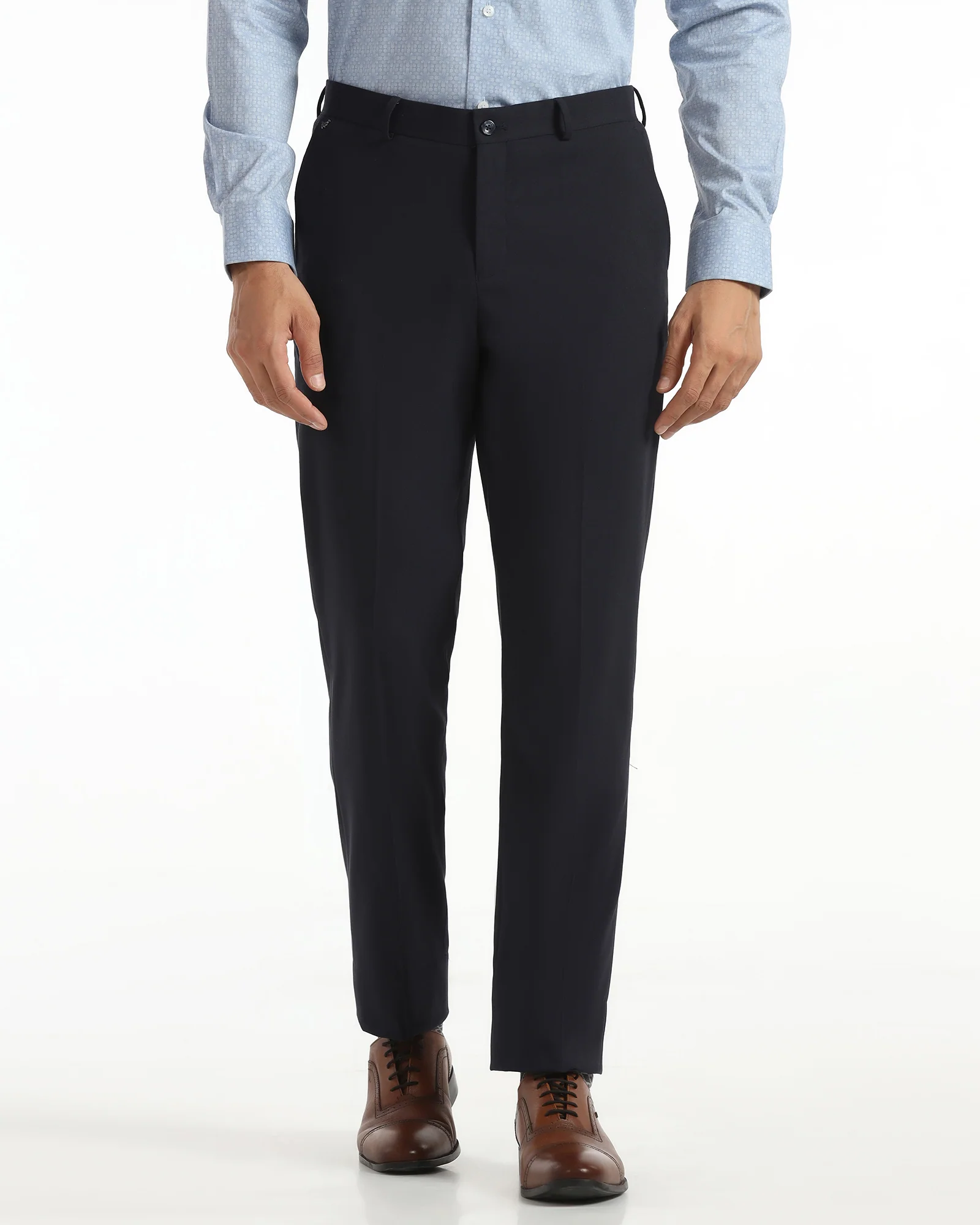 Straight B-90 Formal Navy Textured Trouser - Saint - Image 3