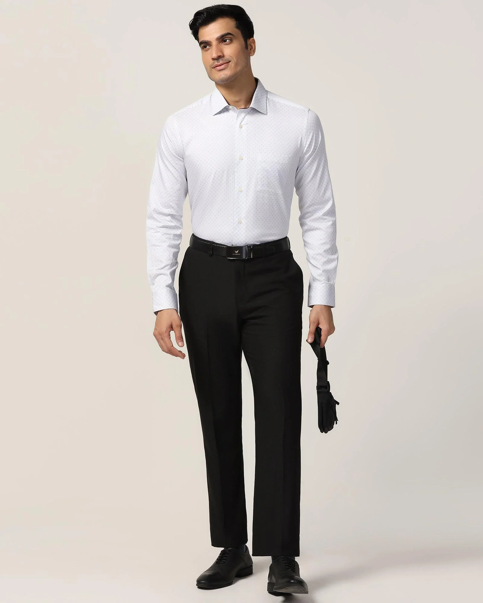 Straight B-90 Formal Black Solid Trouser - Black - Image 7