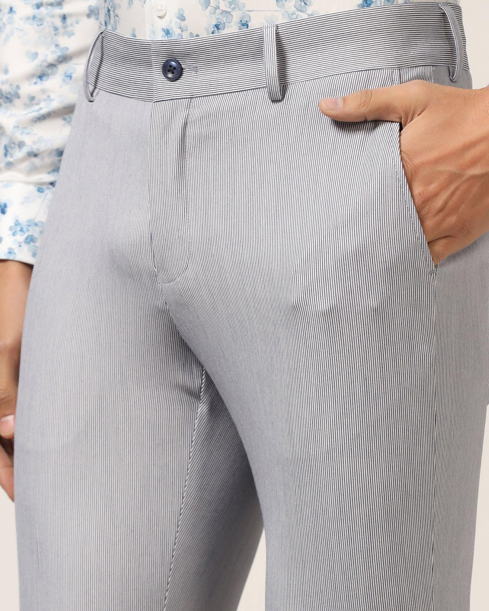 Super Slim Phoenix Formal Blue Stripe Trouser - Ninja - Image 4