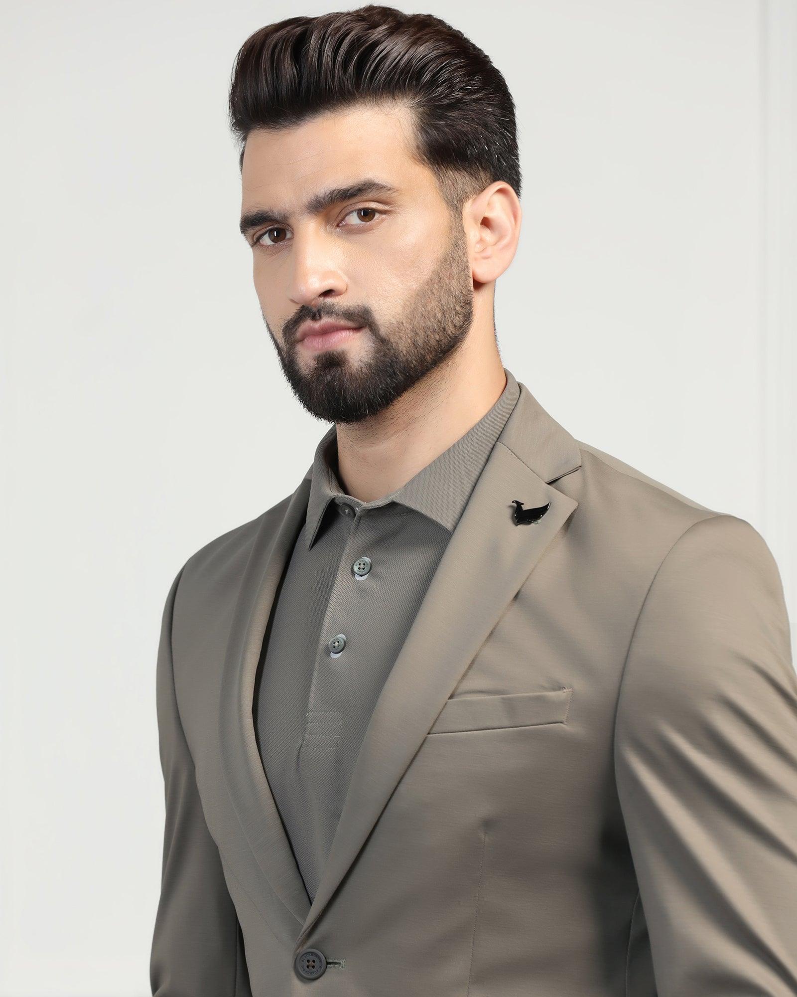 TechPro Formal Khaki Solid Blazer - Mustang - Image 4