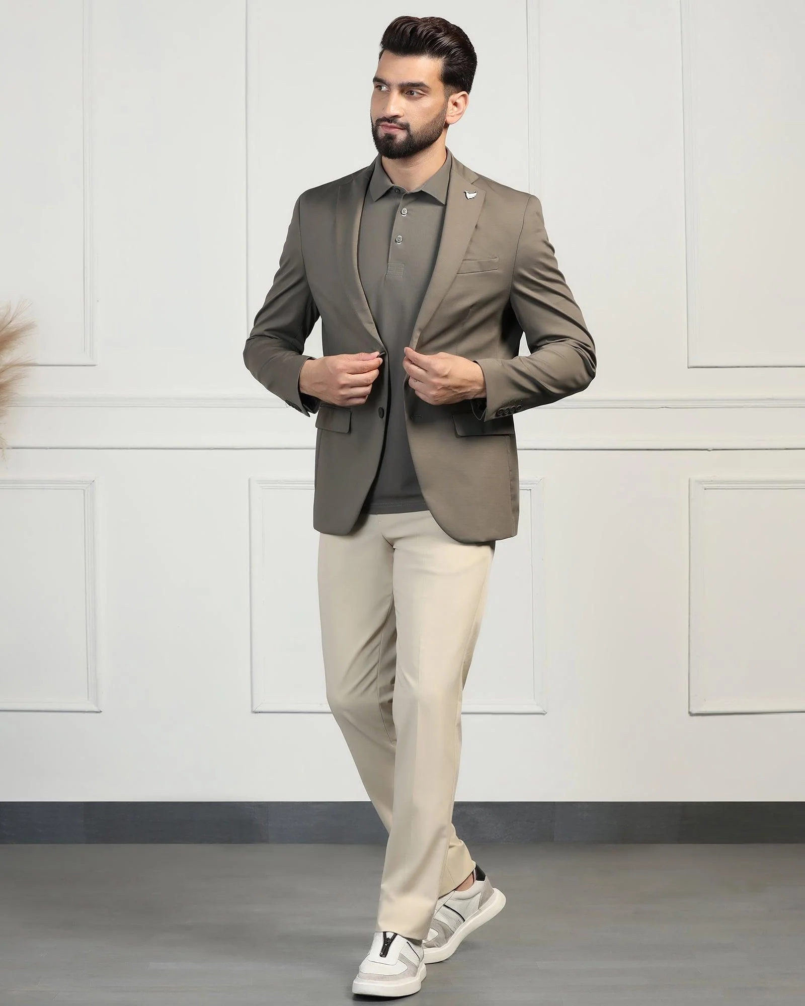 TechPro Formal Khaki Solid Blazer - Mustang - Image 7
