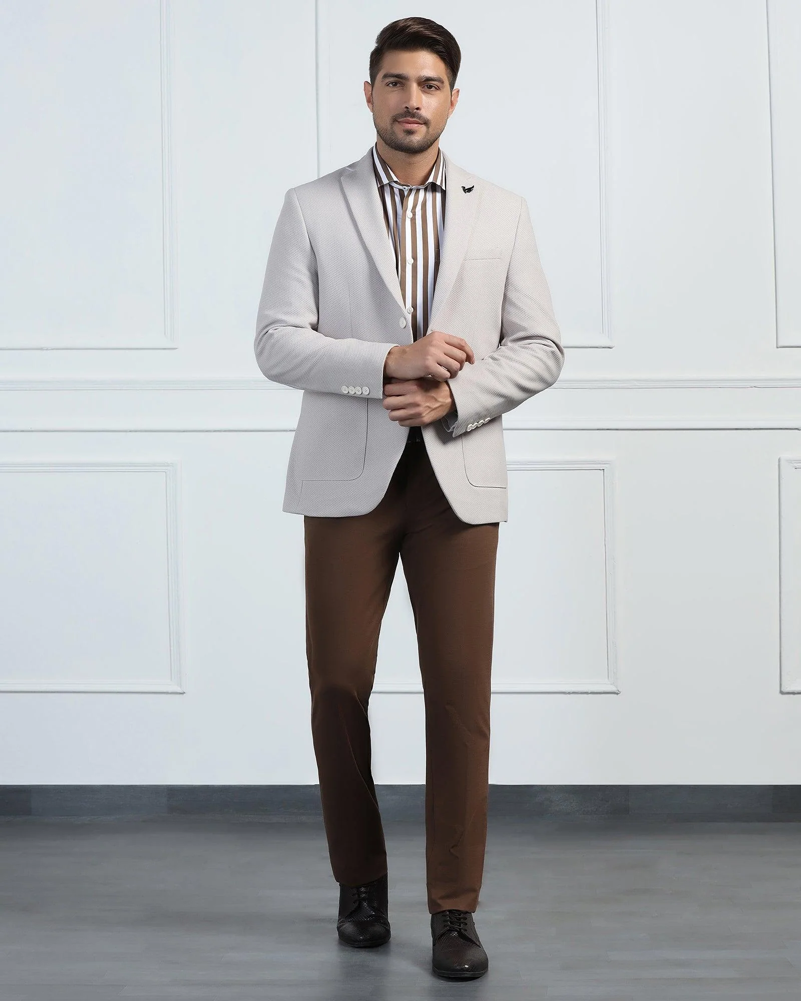 TechPro Formal Off White Textured Blazer - Renault - Image 3