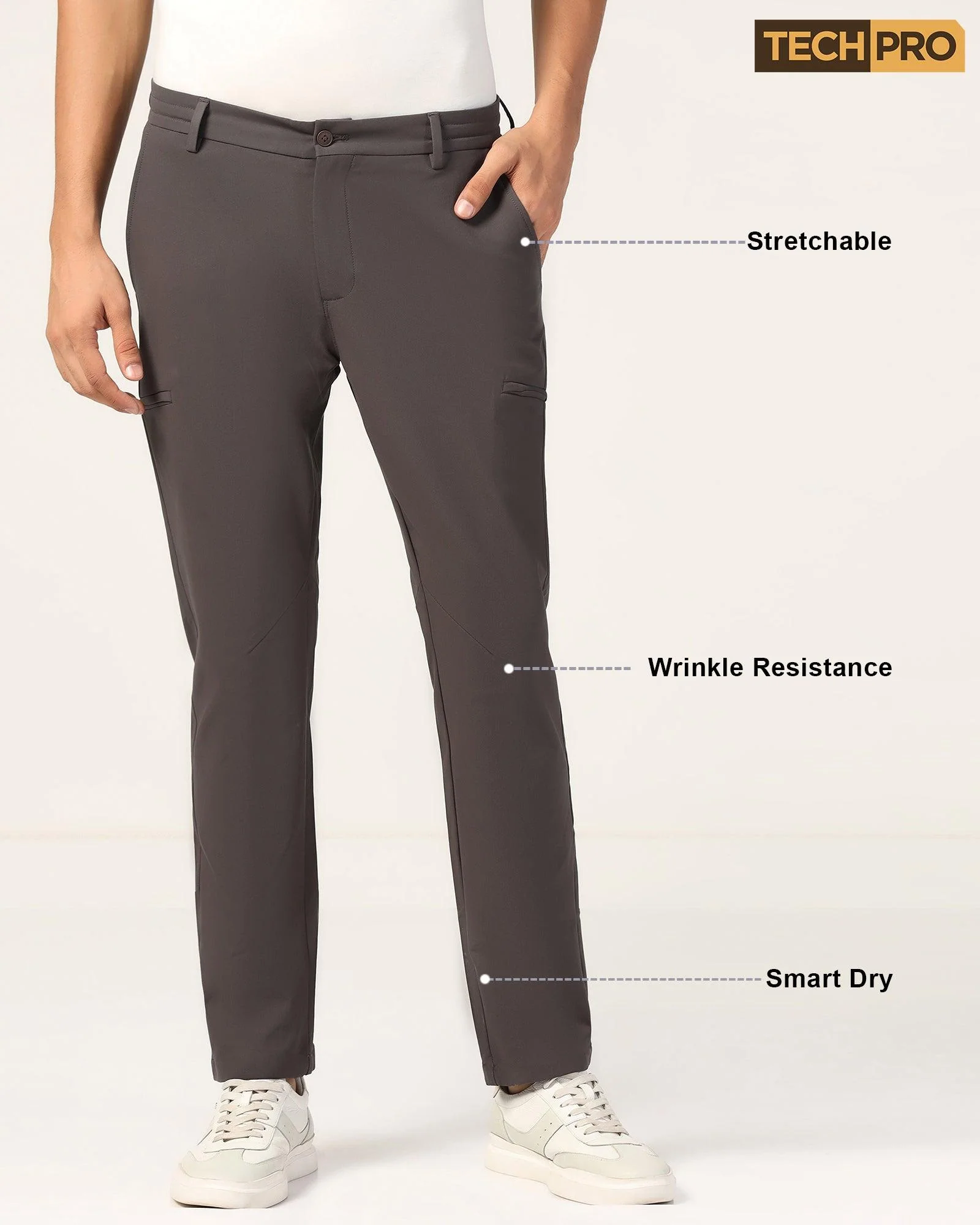 TechPro Casual Charcoal Solid Khakis - Togg - Image 9