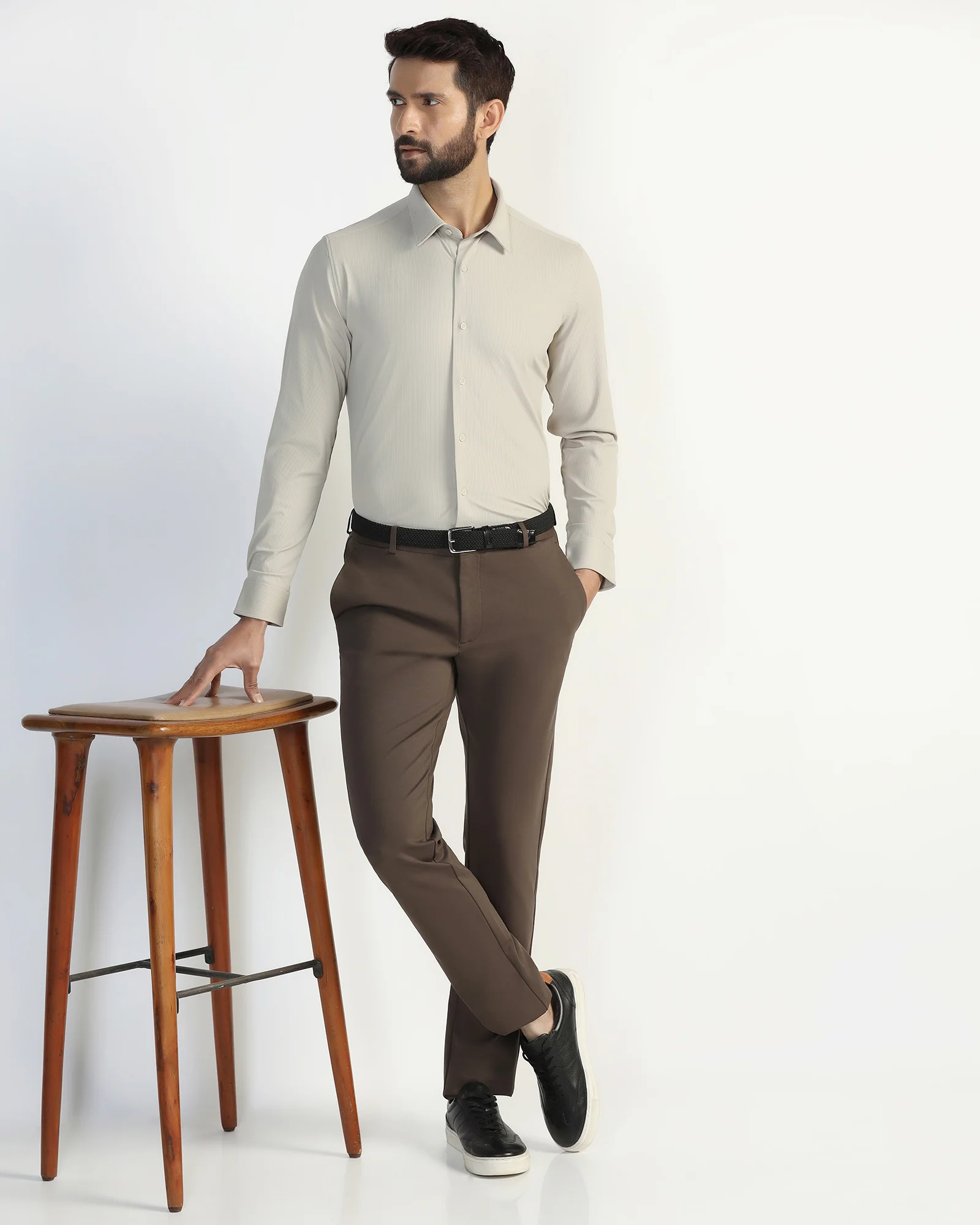 TechPro Formal Beige Stripe Shirt - Abil - Image 7