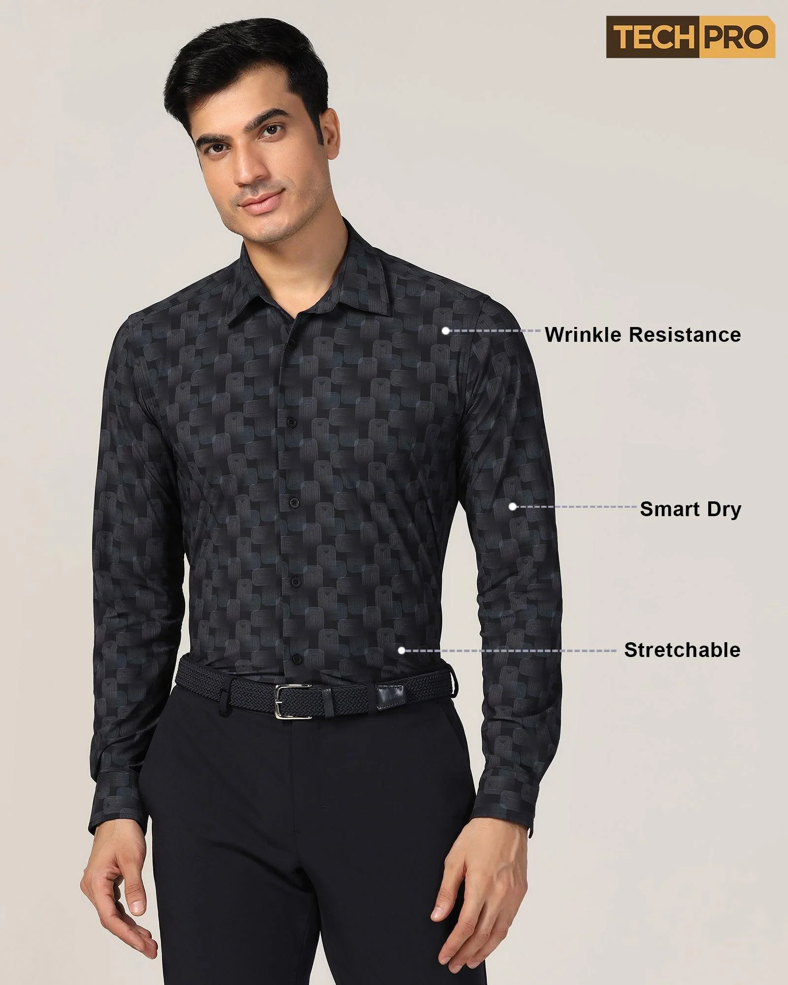 TechPro Formal Black Printed Shirt - Tidal - Image 10