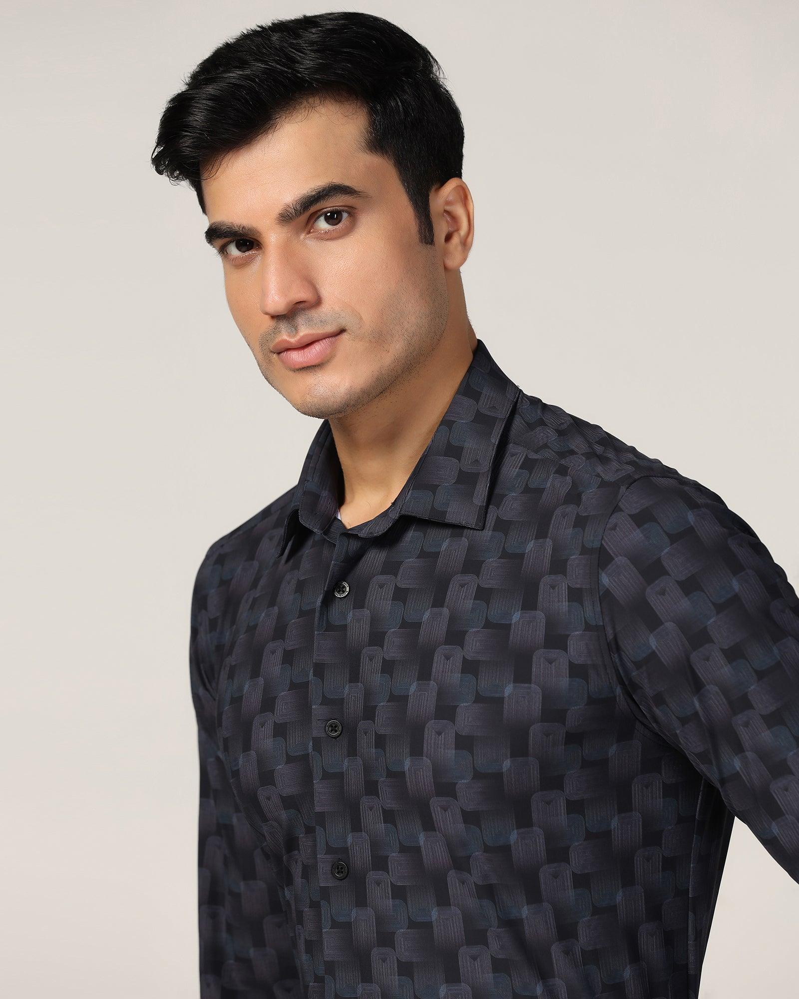TechPro Formal Black Printed Shirt - Tidal - Image 5