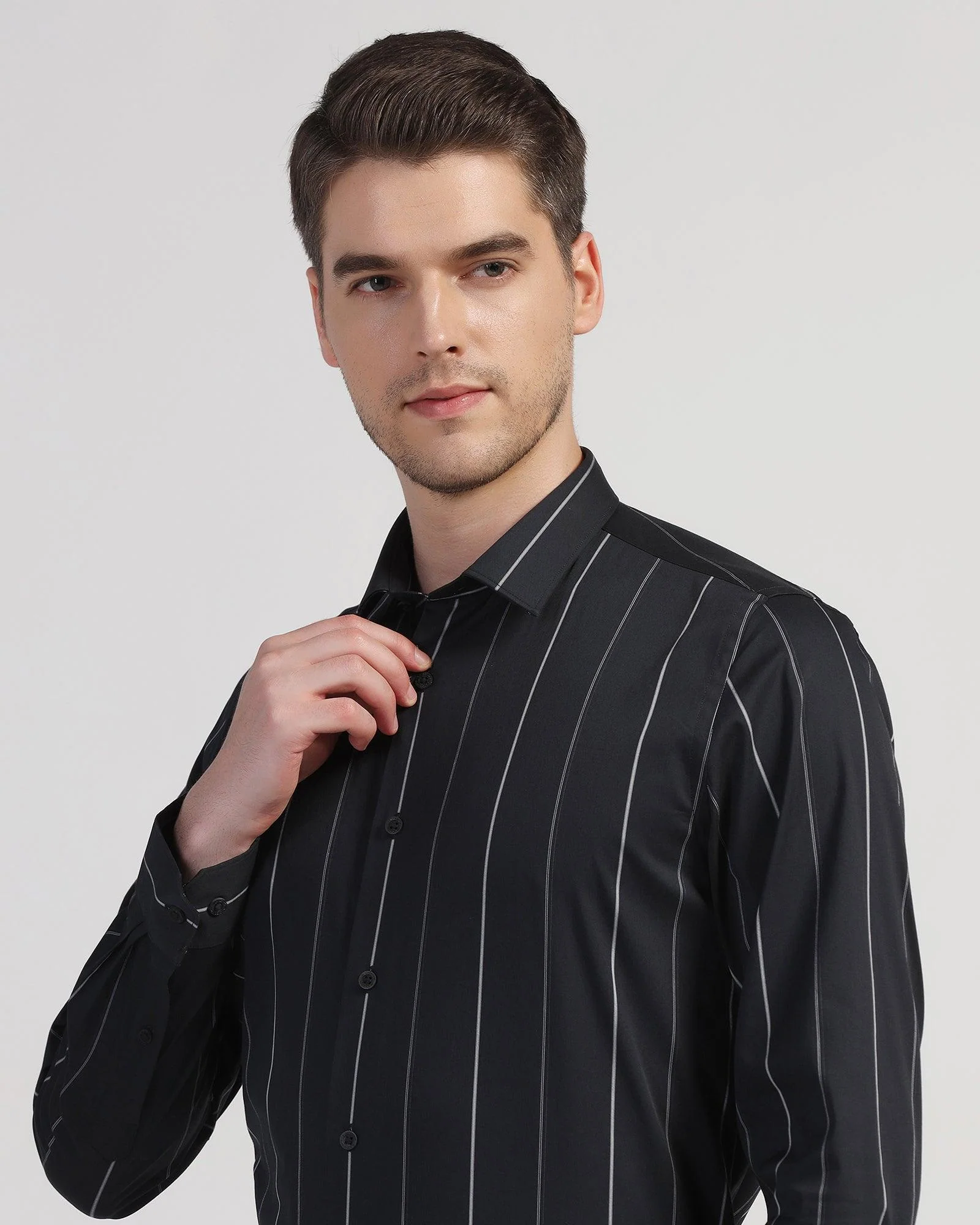TechPro Formal Black Stripe Shirt - Saget - Image 4